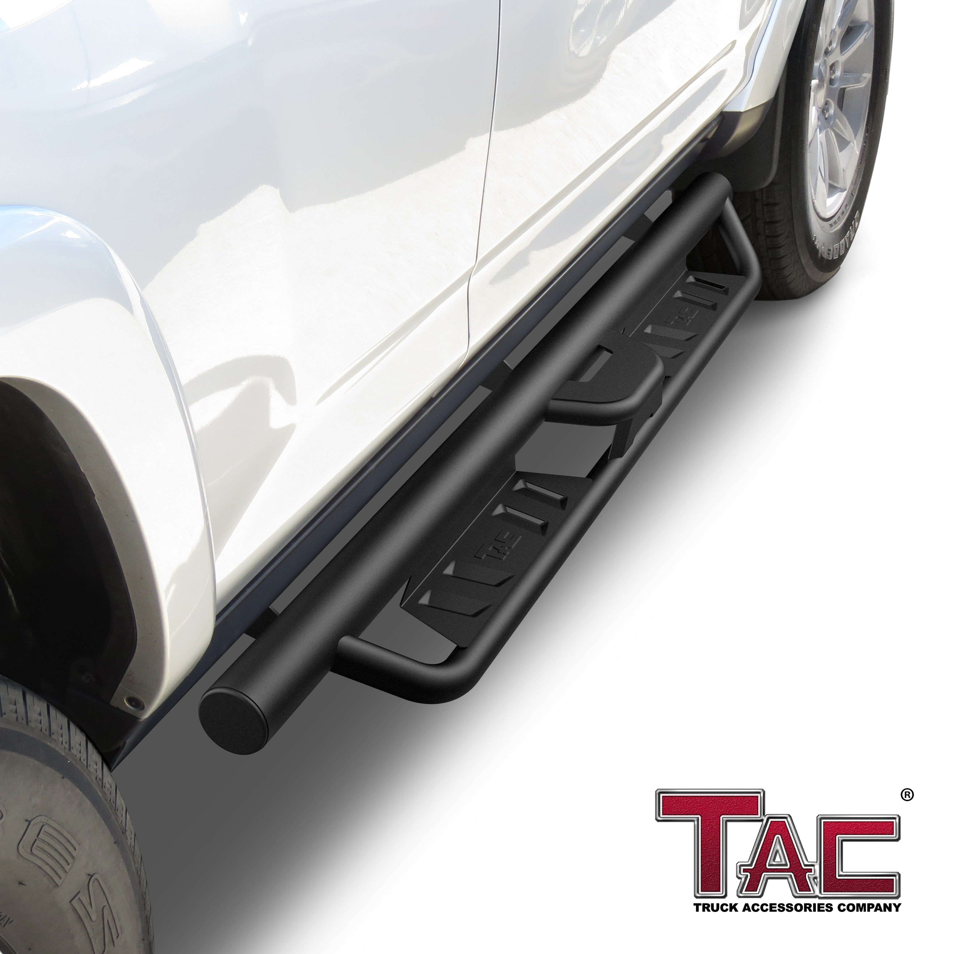 TAC EHD Two-Stair Drop Steps Running Boards Compatible With 2010-2024 Toyota 4Runner| Side Steps| Nerf Bars| Step Rails| Rocker Slider| Pickup Truck Exterior Accessories|  4" Drop| Carbon Steel| Fine Texture Black (2 PCS) - 0