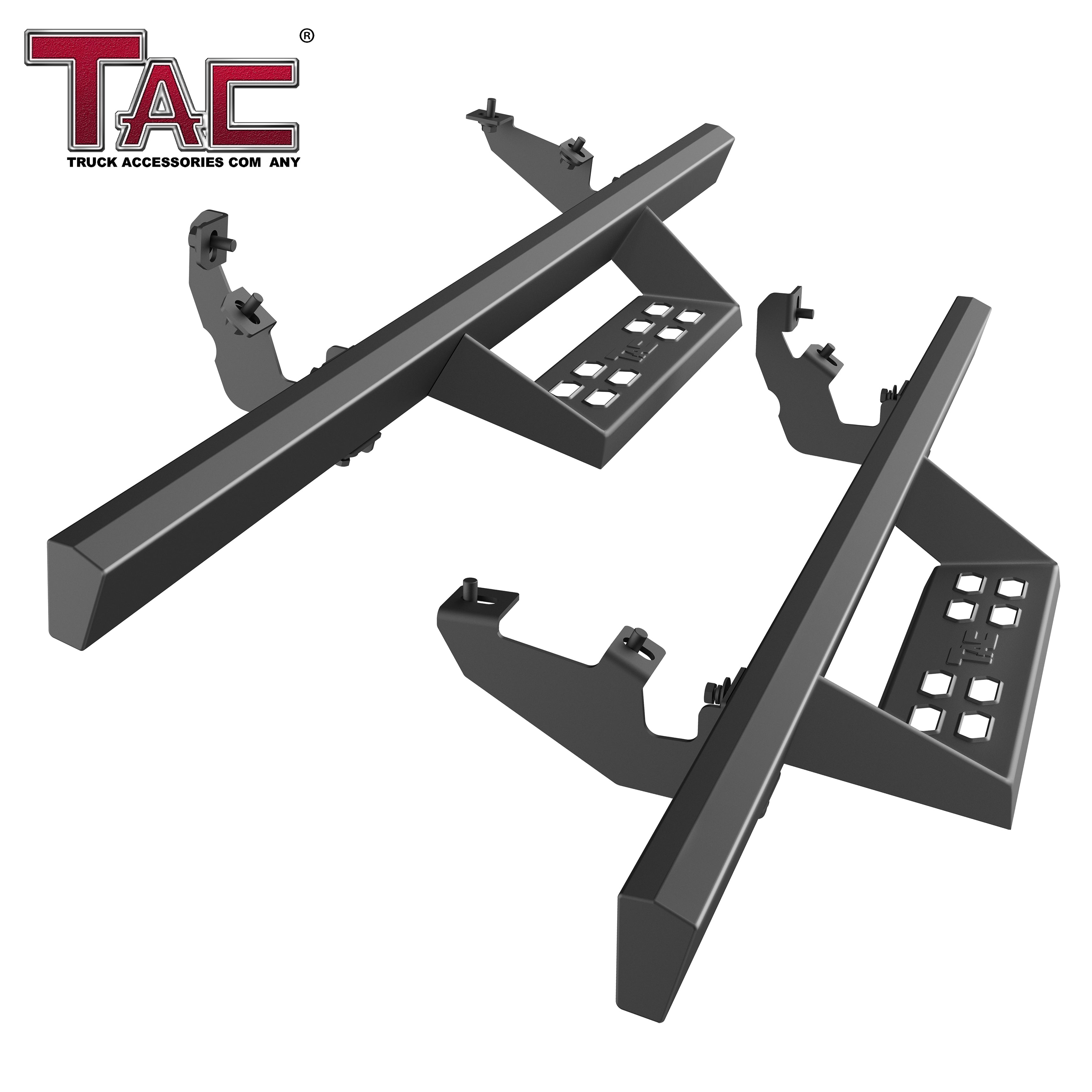 TAC Sniper Running Boards Compatible with 2021-2024 Ford Bronco 2 Door Truck Pickup 4" Drop Fine Texture Black Side Steps Nerf Bars Rock Slider Armor Off-Road Accessories (2pcs)