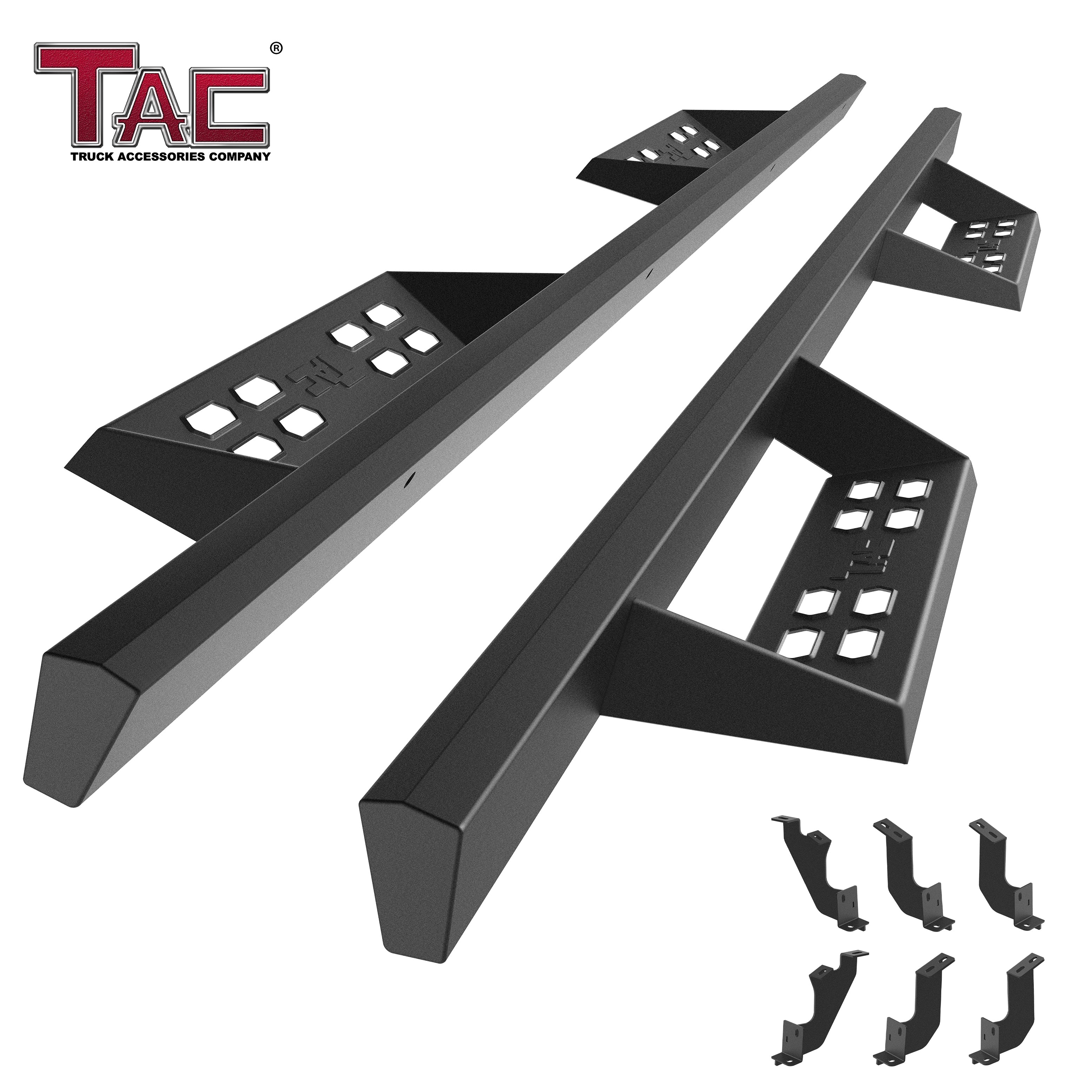 TAC Sniper Running Boards Fit 2022-2024 Toyota Tundra Double Cab Truck Pickup 4"  Fine Texture Black Side Steps Nerf Bars 2pcs