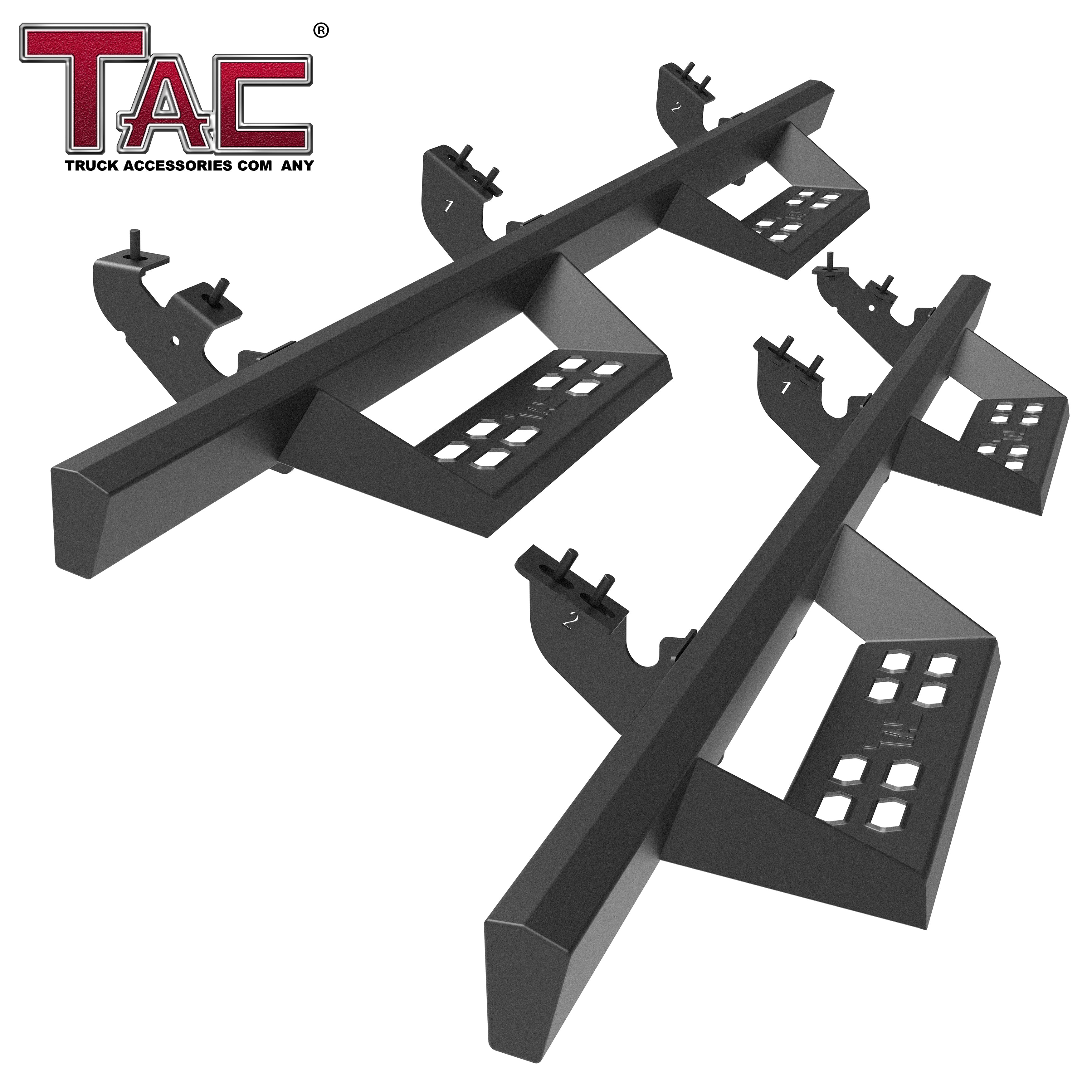 TAC Sniper Running Boards Fit 2024 Toyota Tacoma Double Cab Truck Pickup 4"  Fine Texture Black Side Steps Nerf Bars