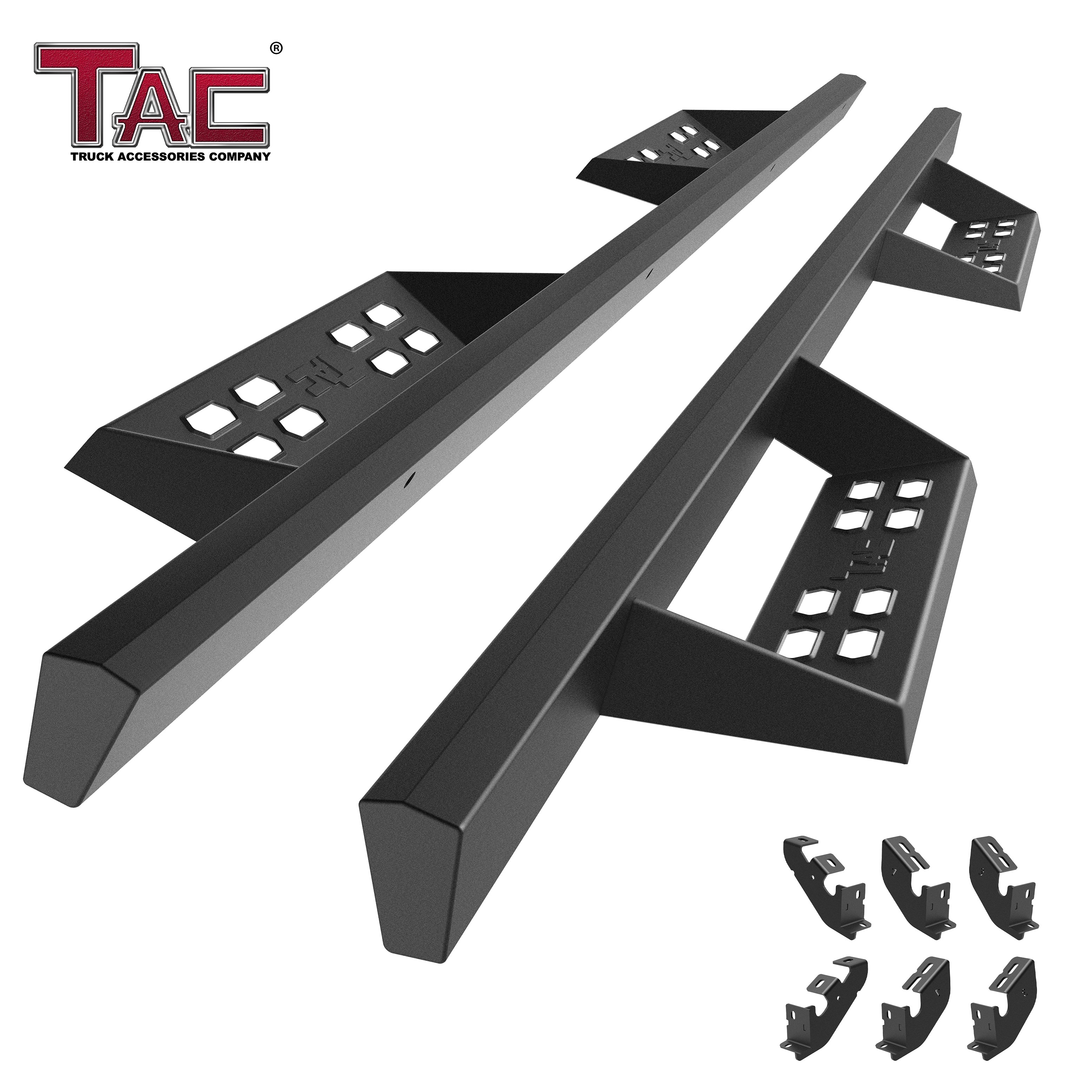 TAC Sniper Running Boards Fit 2024 Toyota Tacoma Double Cab Truck Pickup 4"  Fine Texture Black Side Steps Nerf Bars