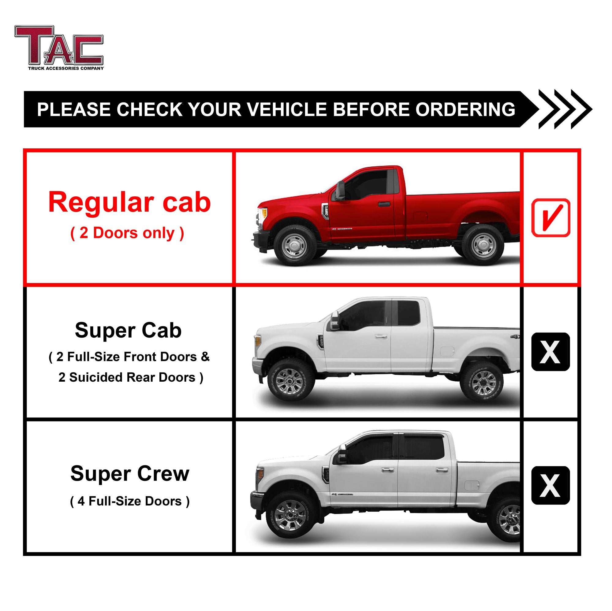 TAC 3" Gloss Black Side Steps Compatible with 1998-2011 Ford Ranger Regular Cab| Running Boards| Side Bars| Step Rails| Nerf Bars| Rocker Slider| Pickup Truck Accessories (2 PCS)