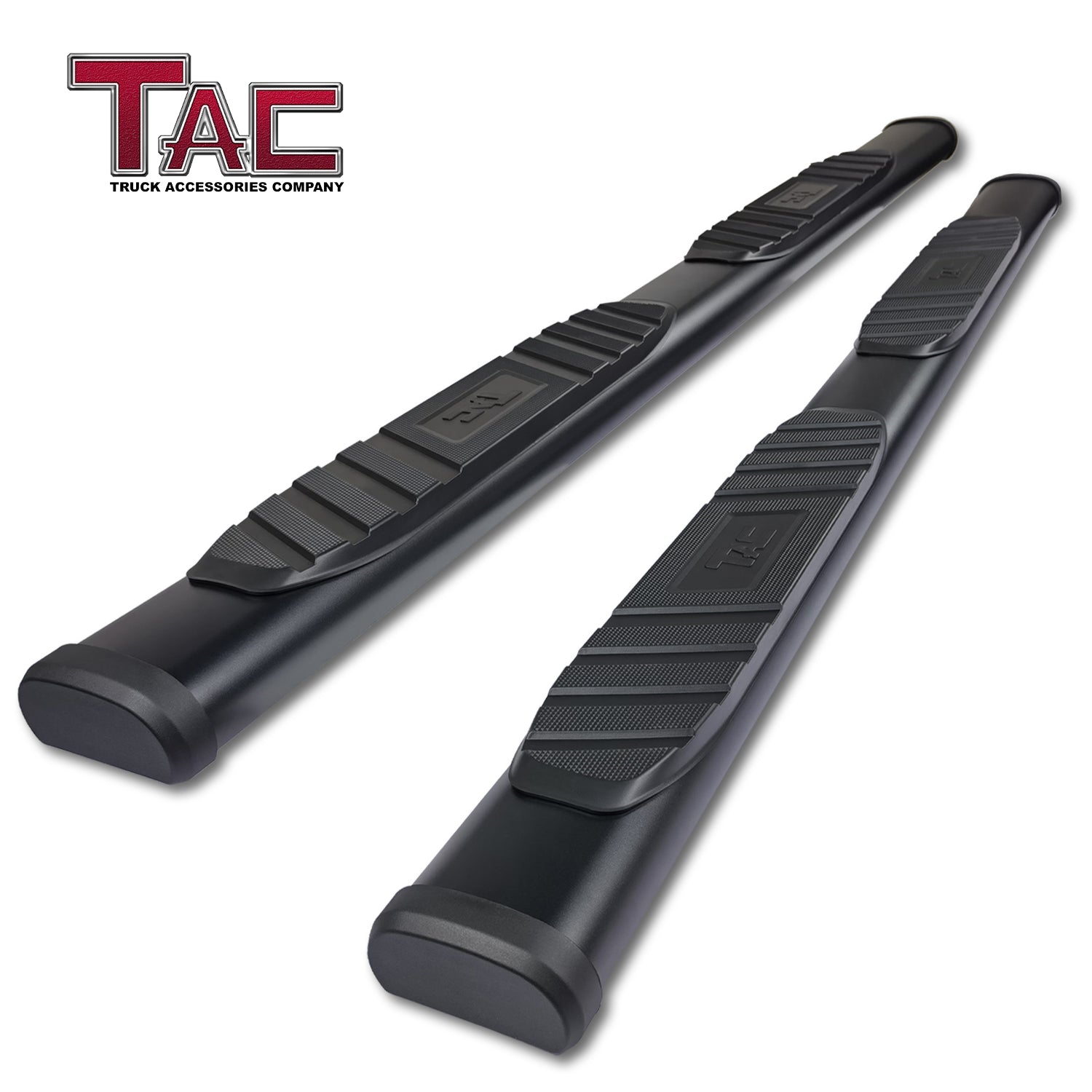 TAC Arrow Side Steps Running Boards Compatible with 2019-2024 Chevy Silverado/GMC Sierra 1500 | 2020-2024 2500/3500 Crew Cab Truck 5” Aluminum Texture Black Step Rails Nerf Bars Off-Road Accessories