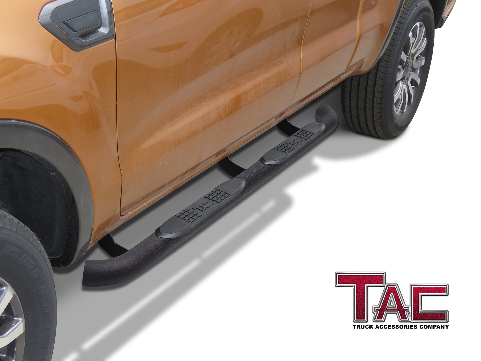 TAC Heavy Texture Black 3" Side Steps For 2019-2023 Ford Ranger Super Cab Truck | Running Boards | Nerf Bar | Side Bar - 0