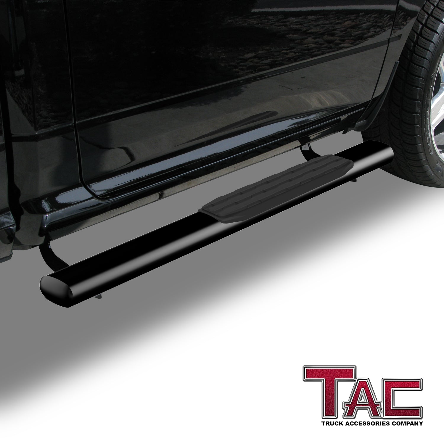 TAC Gloss Black 5" Oval Straight Side Steps For 2009-2018 Dodge Ram 1500 Regular Cab (Incl. 2019-2023 Ram 1500 Classic) / 2010-2023 Dodge Ram 2500/3500/4500/5500 Regular Cab | Running Boards | Nerf Bar | Side Bar - 0