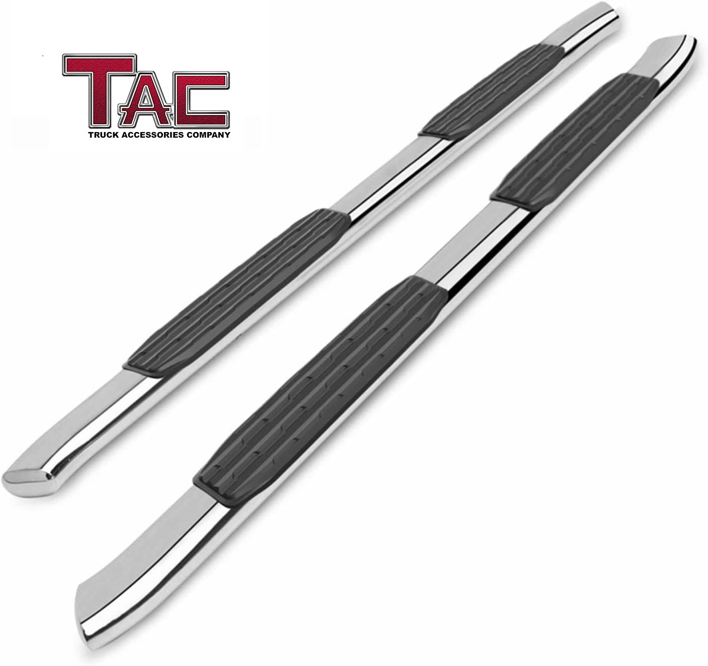 TAC Side Steps Running Boards Compatible With 2019-2025 Dodge Ram 1500 Crew Cab (Excl. 2019-2024 Ram 1500 Classic) Truck Pickup 5" Oval Bend Stainless Steel Side Bars Step Rails Nerf Bars 2 pcs