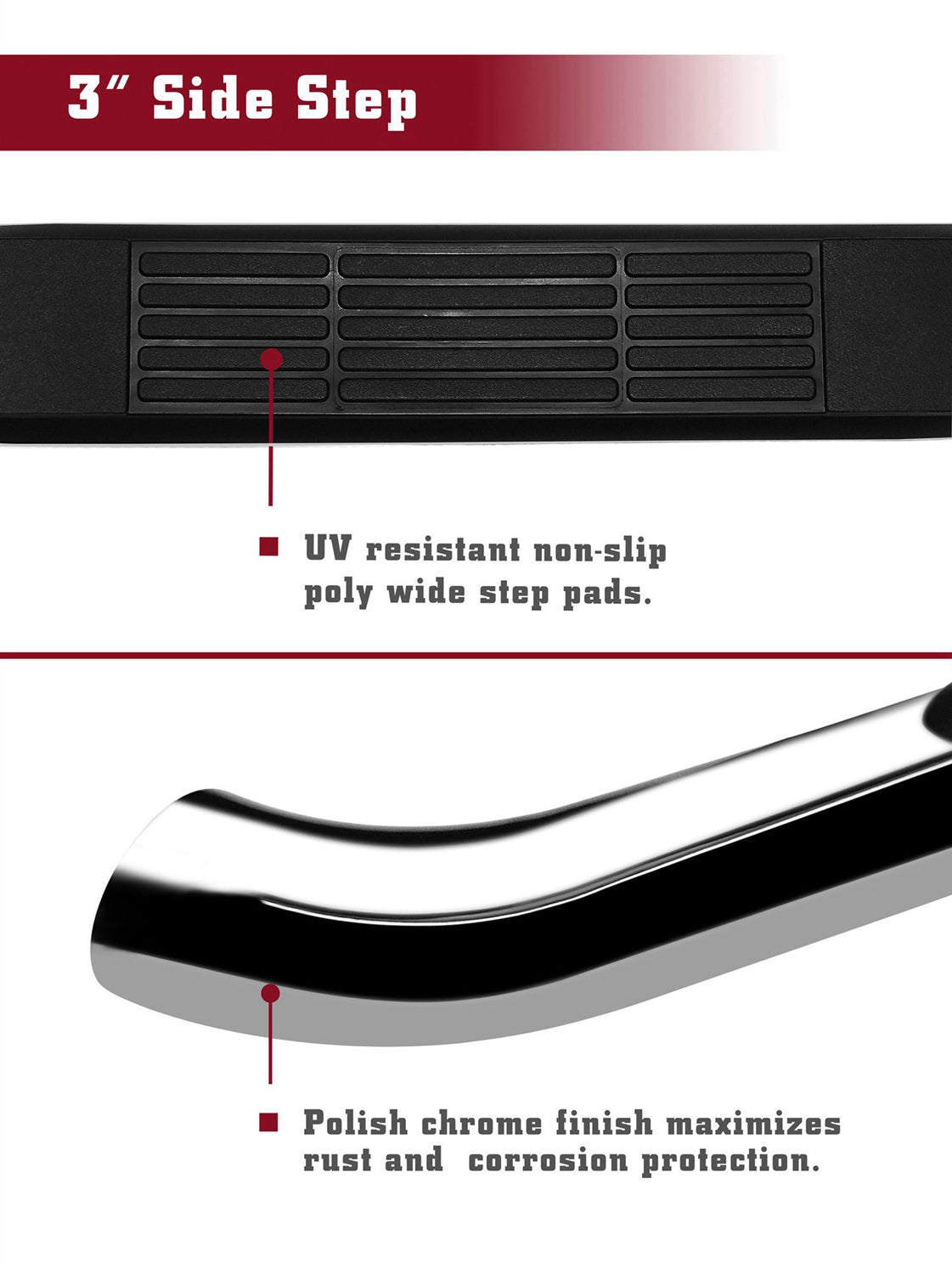 TAC 3" Stainless Steel Side Steps Compatible with 2005-2024 Nissan Frontier Crew Cab / 2005-2012 Suzuki Equator Crew Cab| Running Boards| Side Bars| Step Rails| Nerf Bars| Rocker Slider| Pickup Truck Accessories (2 PCS)