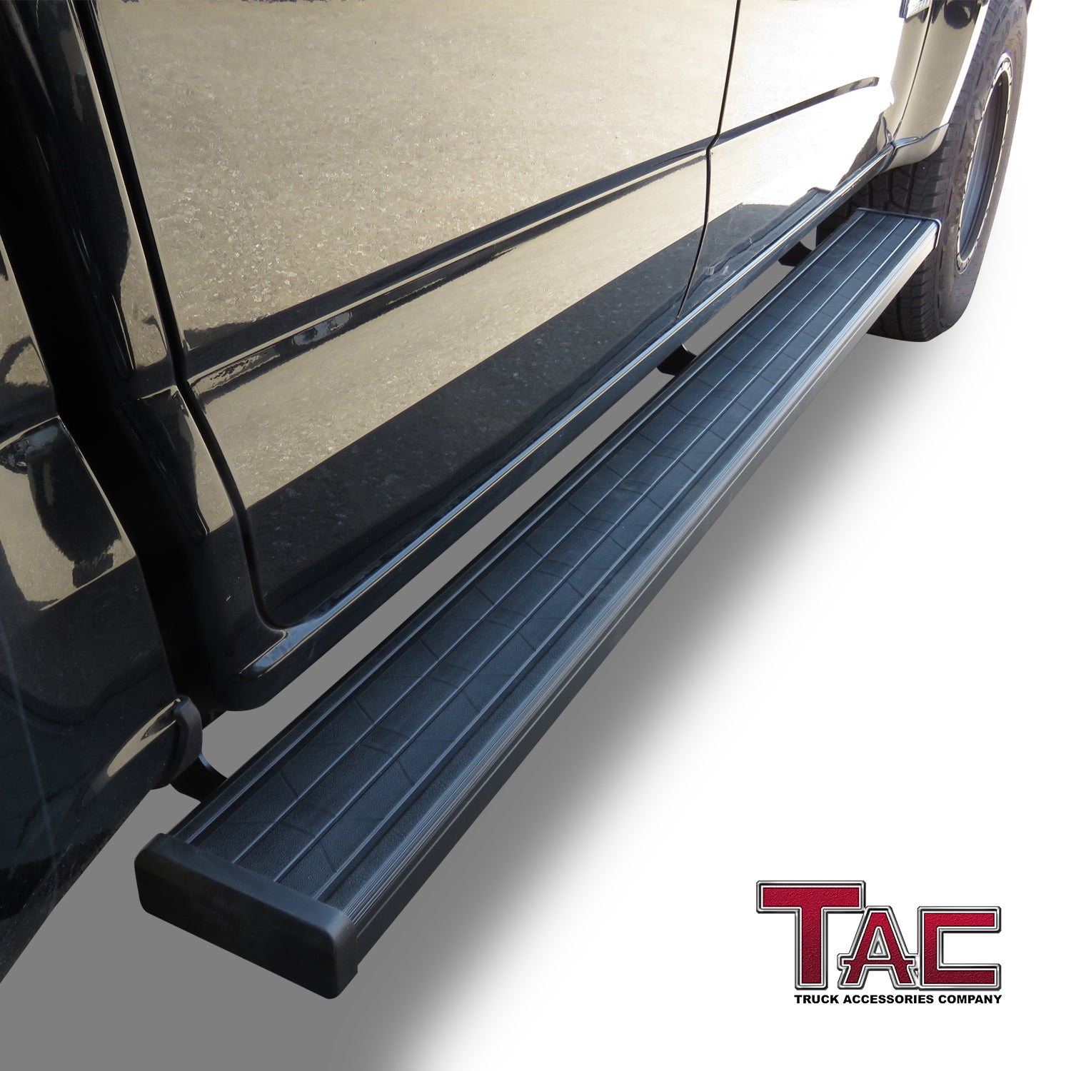 TAC Spear Running Boards Compatible with 2015-2024 Chevy Colorado Canyon Crew Cab 6" Side Step Rail Nerf Bar Truck Accessories Aluminum Texture Black Width Body and Soft top Lightweight 2Pcs - 0