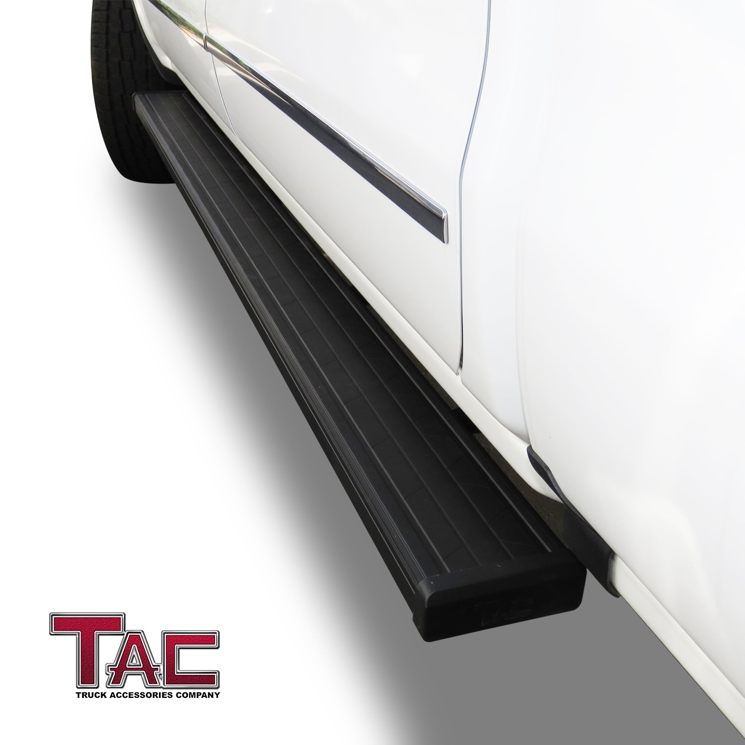 TAC Spear Running Boards Compatible with 2007-2018 Chevy Silverado/GMC Sierra 1500 | 2007-2019 2500/3500 Crew Cab 6" Side Step Rail Nerf Bar Truck Accessories Aluminum Texture Black Width Lightweight - 0