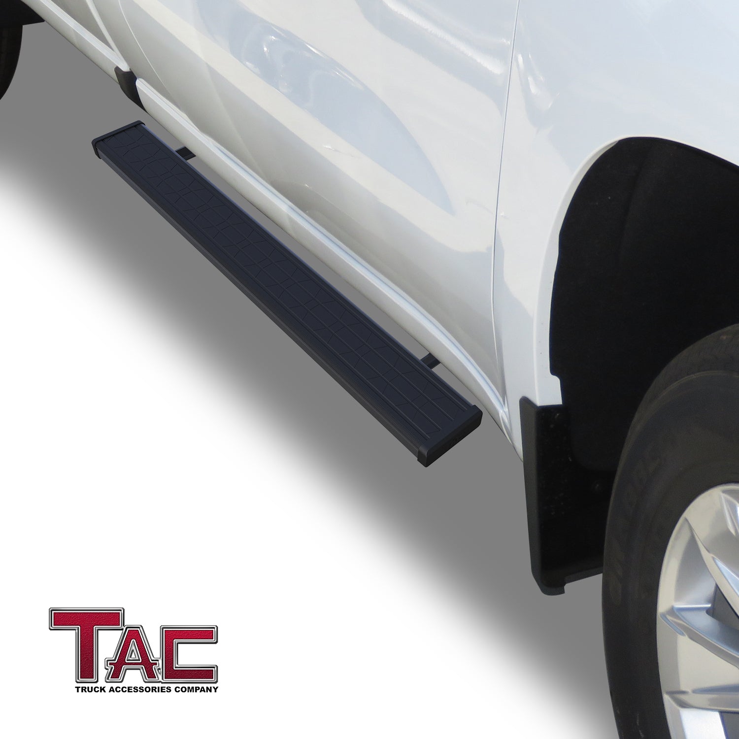 TAC Spear Running Boards Compatible with 2019-2024 Chevy Silverado/GMC Sierra 1500|2020-2024 2500/3500 Regular Cab 6" Side Step Rail Nerf Bar Truck Accessories Aluminum Texture Black - 0
