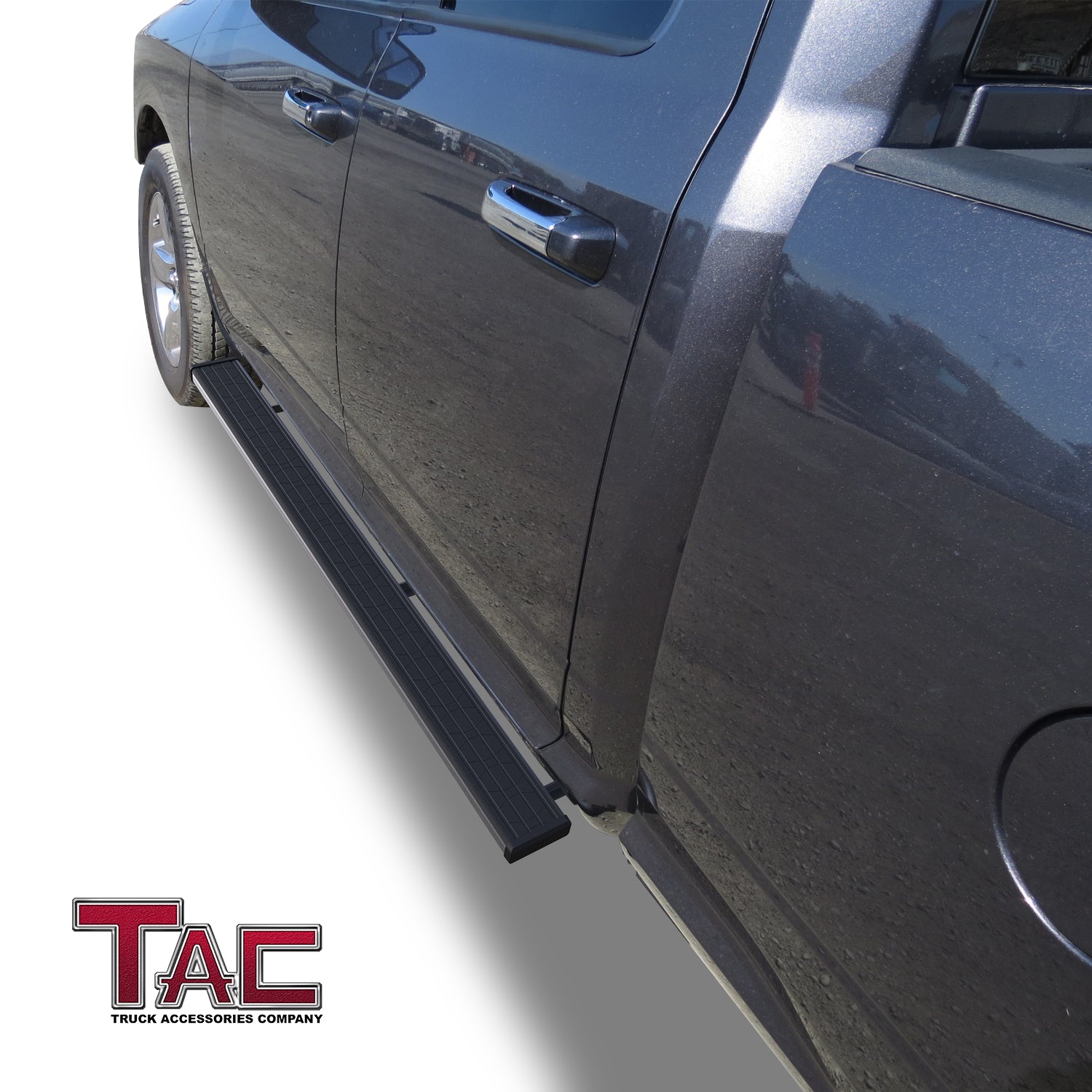 TAC Spear Running Boards Compatible with 2009-2018 Dodge Ram 1500 Quad Cab (Incl. 2019-2023 Ram 1500 Classic) 6" Side Step Rail Nerf Bar Truck Accessories Aluminum Texture Black Width Body and Soft top - 0