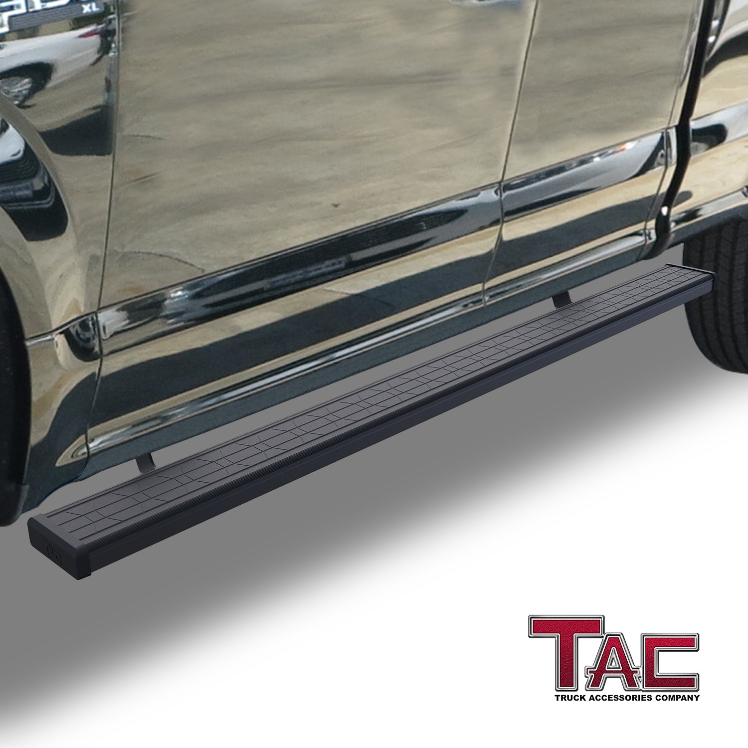 TAC Spear Running Boards Compatible with 2015-2024 Ford F150 Super Cab|2017-2024 F250/350/450/550 Super Duty Super Cab 6" Side Step Rail Nerf Bar Truck Accessories Aluminum Texture Black Width Body - 0