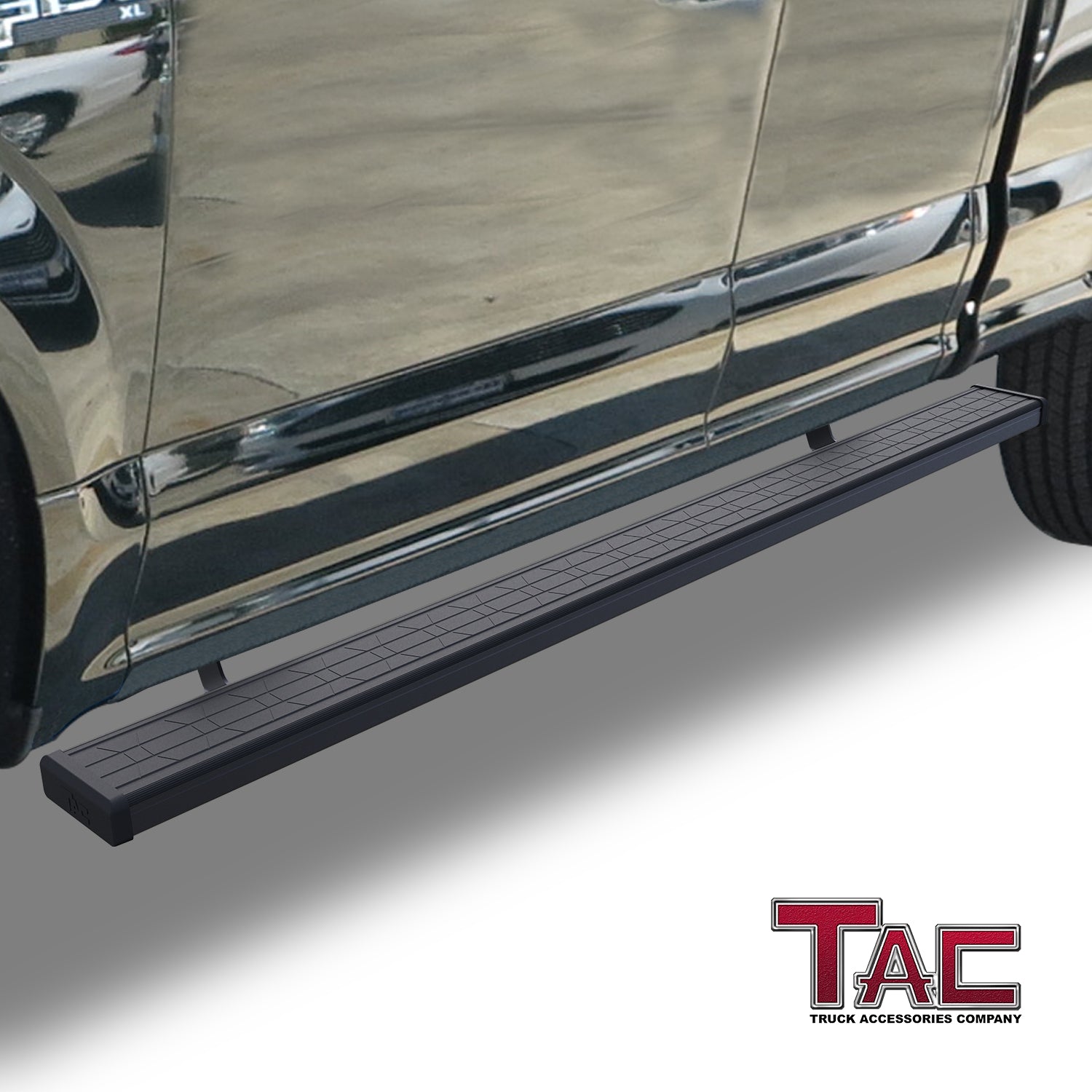 TAC Spear Running Boards Compatible with 2015-2025 Ford F150 Super Cab|2017-2025 F250/350/450/550 Super Duty Super Cab 6" Side Step Rail Nerf Bar Truck Accessories Aluminum Texture Black Width Body - 0