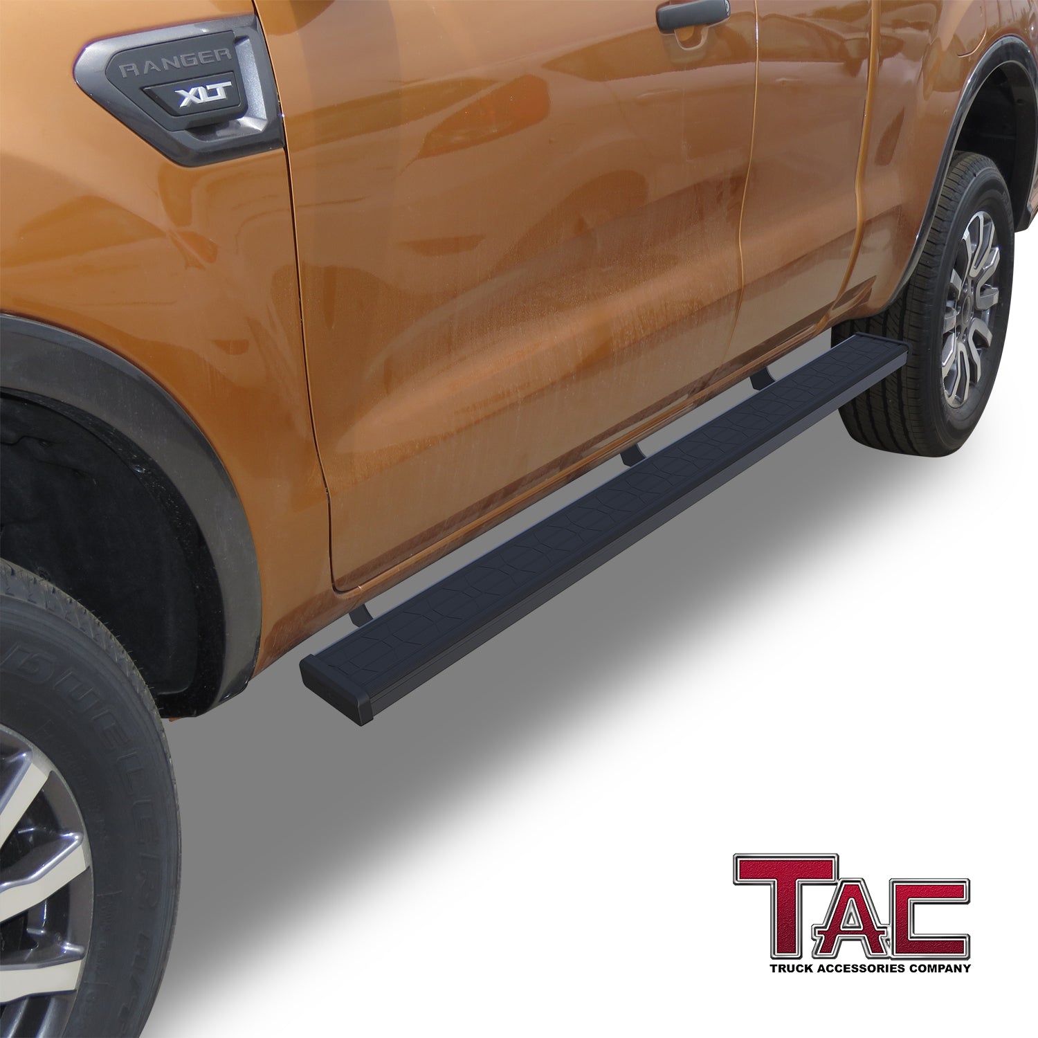 TAC Spear Running Boards Compatible with 2019-2023 Ford Ranger Super Cab 6" Side Step Rail Nerf Bar Truck Accessories Aluminum Texture Black Width Body and Soft top Lightweight 2Pcs - 0