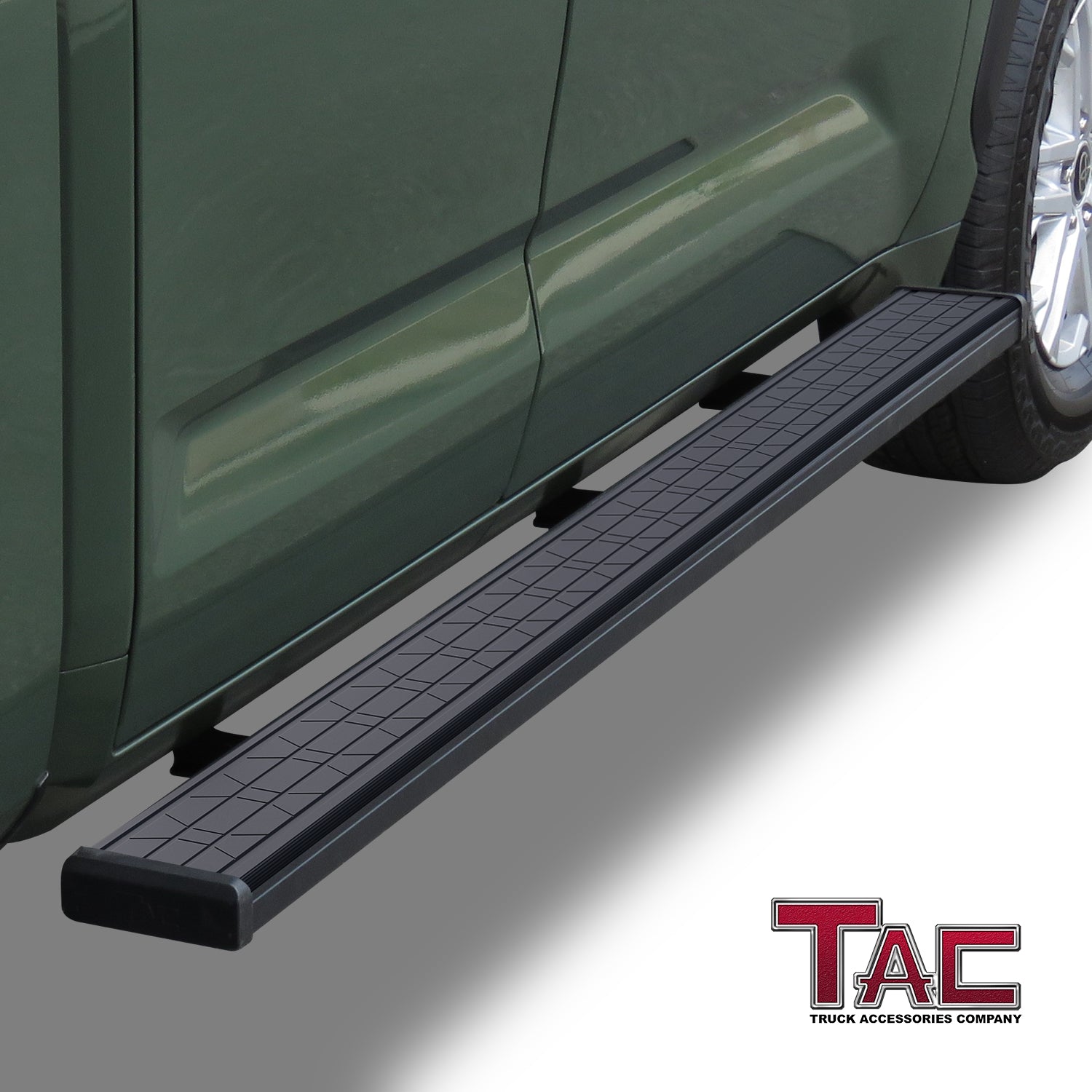 TAC Spear Running Boards Compatible with 2022-2024 Toyota Tundra Double Cab 6" Side Step Rail Nerf Bar Truck Accessories Aluminum Texture Black Width Body and Soft top Lightweight 2Pcs - 0