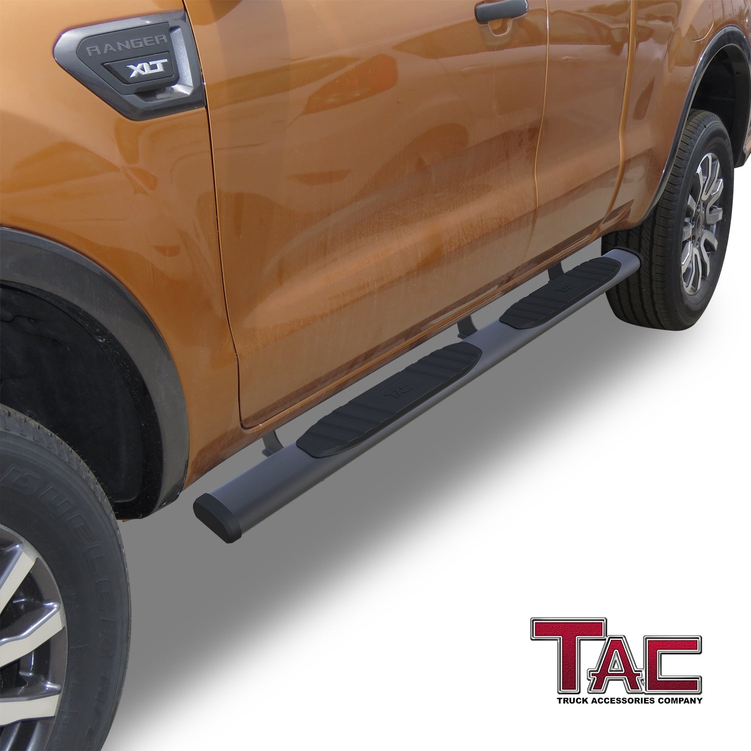 TAC Arrow Side Steps Running Boards Compatible with 2019-2023 Ford Ranger Super Cab  Pickup Truck 5" Aluminum Fine Texture Black Step Rails Nerf Bars Off-Road Accessories 2Pcs - 0