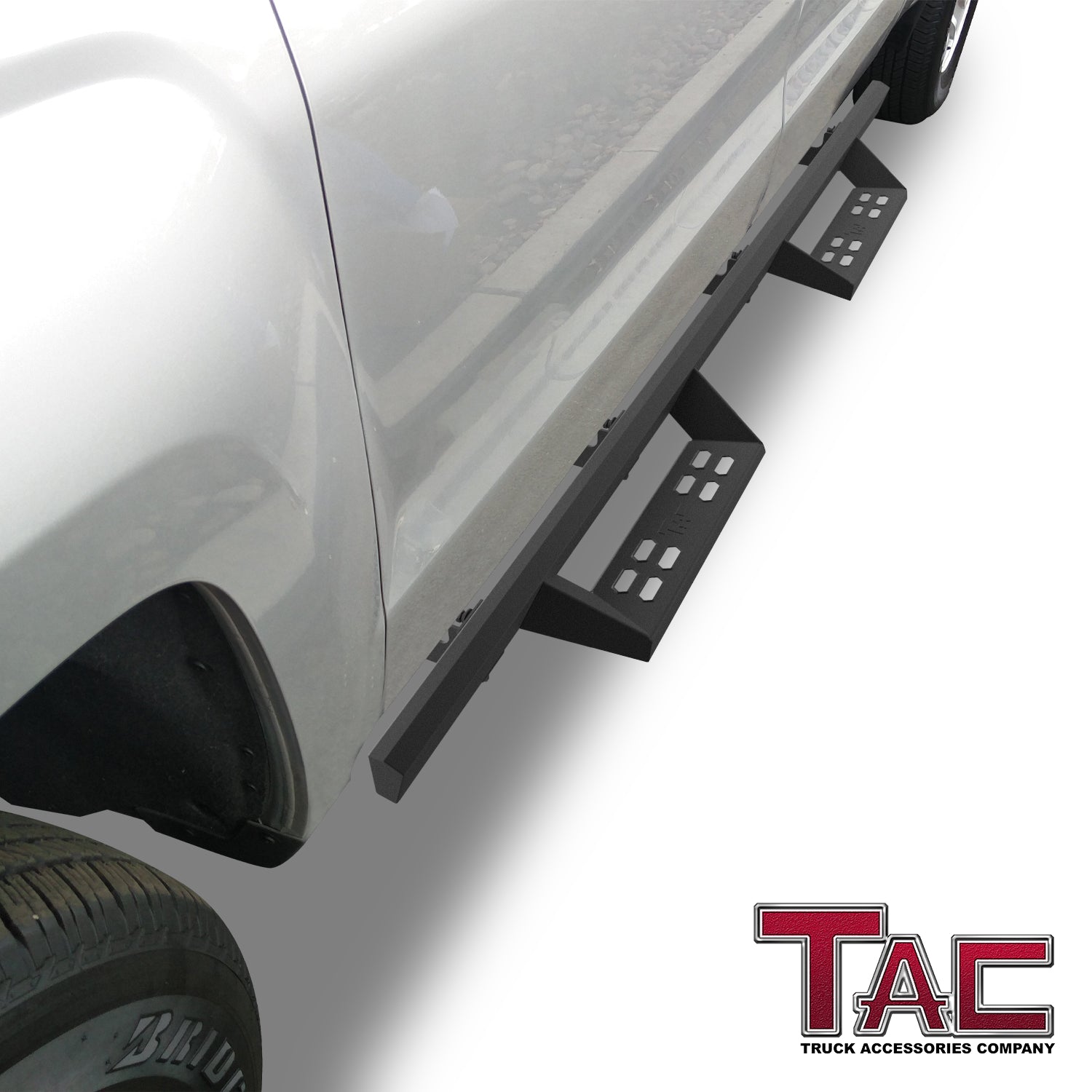 TAC Sniper Running Boards Fit 2007-2018 Chevy Silverado/GMC Sierra 1500 | 2007-2019 2500/3500 Crew Cab Truck Pickup 4" Fine Texture Black Side Steps Nerf Bars 2pcs