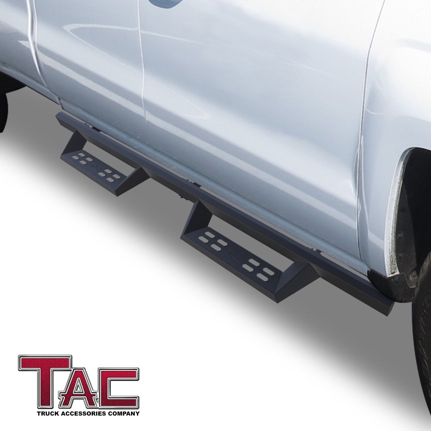 TAC Sniper Running Boards Fit 2007-2018 Chevy Silverado/GMC Sierra 1500 | 2007-2019 2500/3500 Extended/Double Cab (Incl. 2019 Silverado 1500 LD/Sierra 1500 Limited) Truck Pickup 4" Black Side Steps Nerf Bars 2pcs - 0
