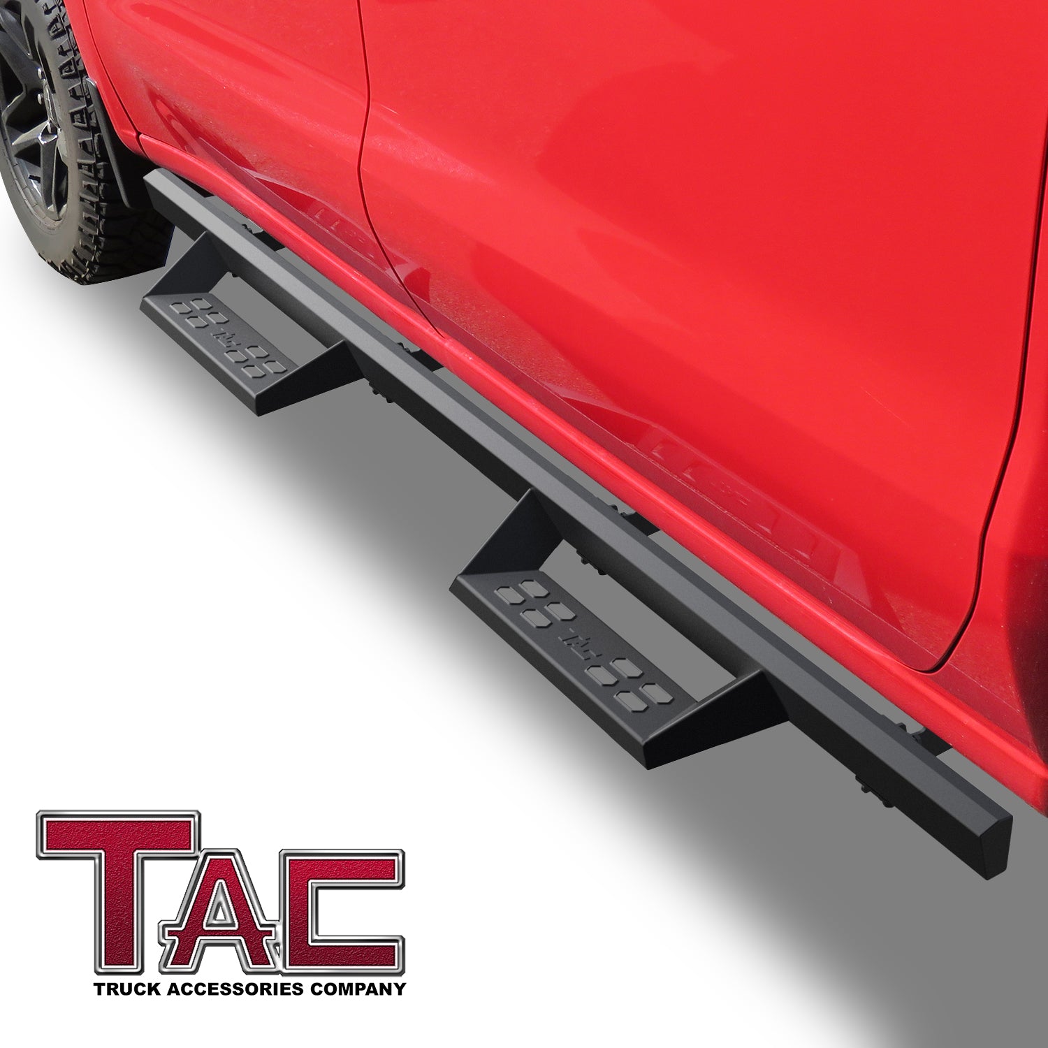 TAC Sniper Running Boards Compatible with 2019-2024 Chevy Silverado/GMC Sierra 1500 | 2020-2024 2500/3500 Crew Cab Truck Pickup 4" Drop Fine Texture Black Side Steps Nerf Bars Accessories (2pcs) - 0