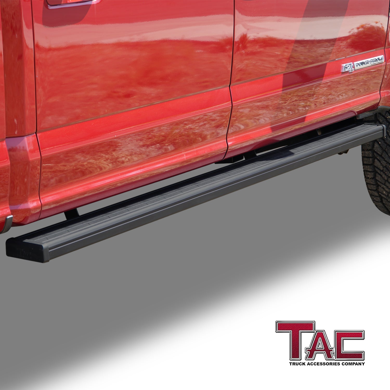 TAC Spear Running Boards Compatible with 2015-2024 Ford F150/2022-2024 F150 Lightning EV SuperCrew Cab | 2017-2024 Ford F250/350 Super Duty Crew Cab 6" Side step rail nerf bar truck accessories texture - 0