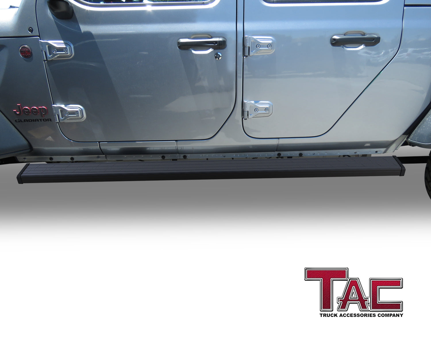 TAC Spear Running Boards Compatible with 2020-2024 Jeep Gladiator JT Pickup 6" Side Step Rail Nerf Bar Truck Accessories Aluminum Texture Black Width Body and Soft top Lightweight 2Pcs - 0
