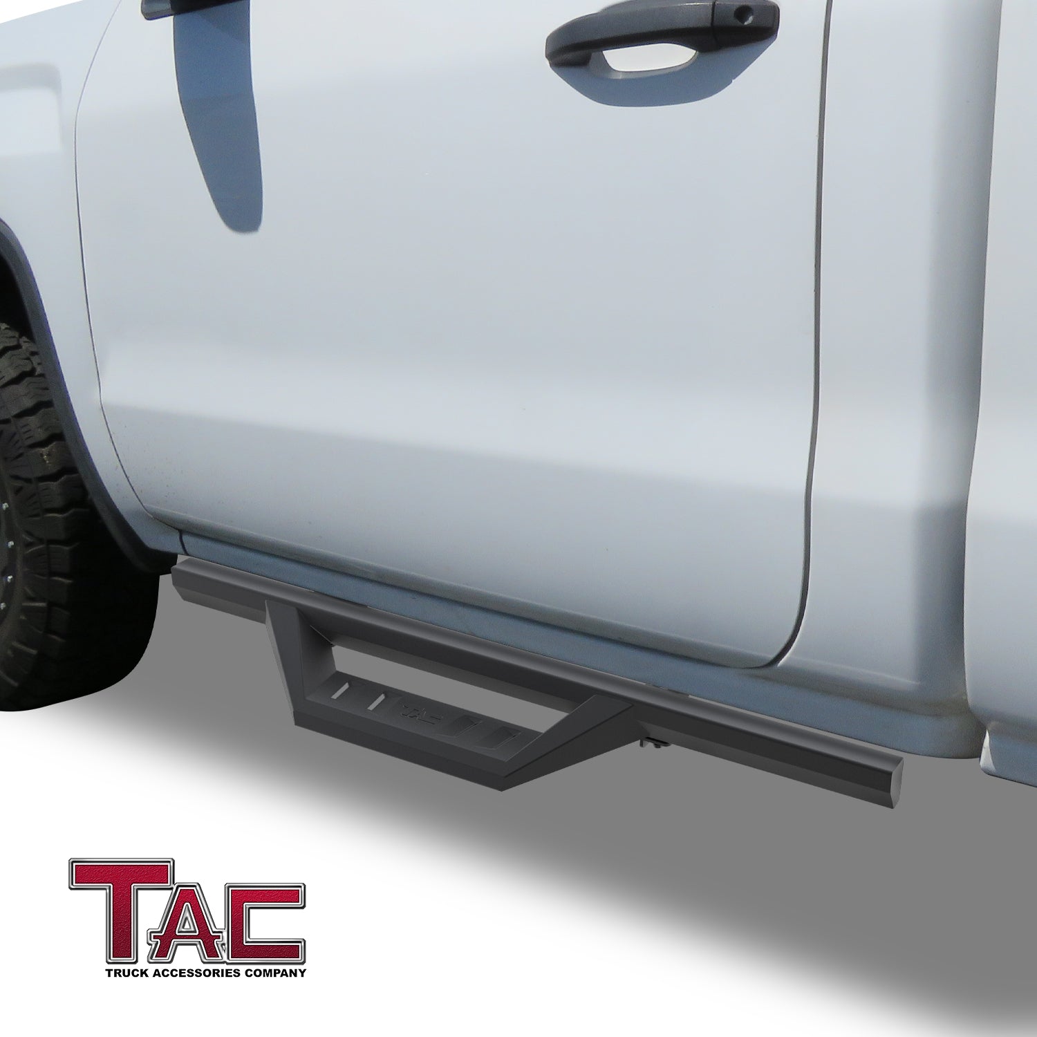 TAC Sidewinder Running Boards Fit 2007-2018 Chevy Silverado/GMC Sierra 1500 | 2007-2019 2500/3500 Regular Cab Pickup Truck 4” Drop Side Steps Nerf Bars Rock Slider Fine Texture - 0