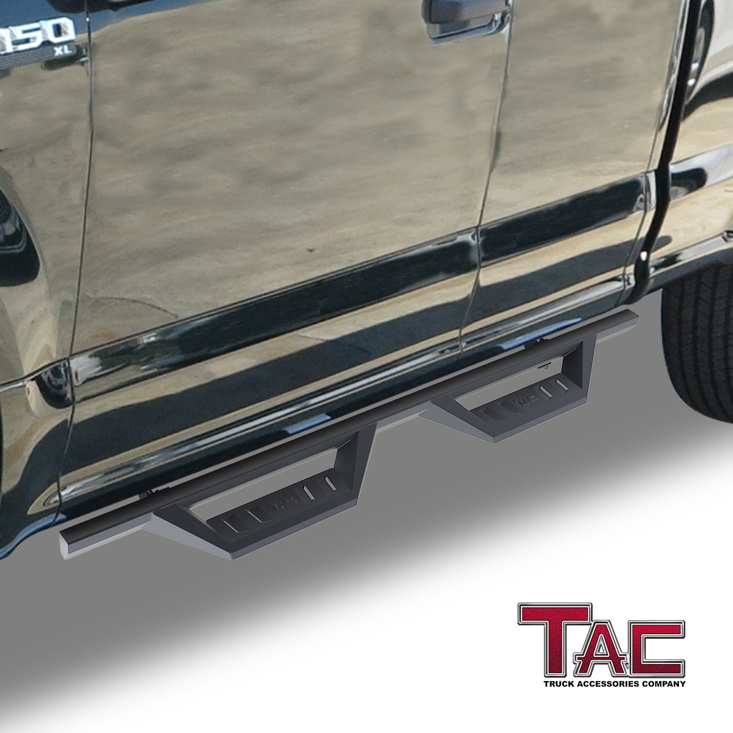 TAC Sidewinder Running Boards Fit 2015-2024 Ford F150 Super Cab Truck  / 2017-2024 F250/350/450/550 Super Duty Super Cab 4” Drop Fine Texture Black Side Steps Nerf Bars Rock Slider Armor Off-Road Accessories (2pcs) - 0