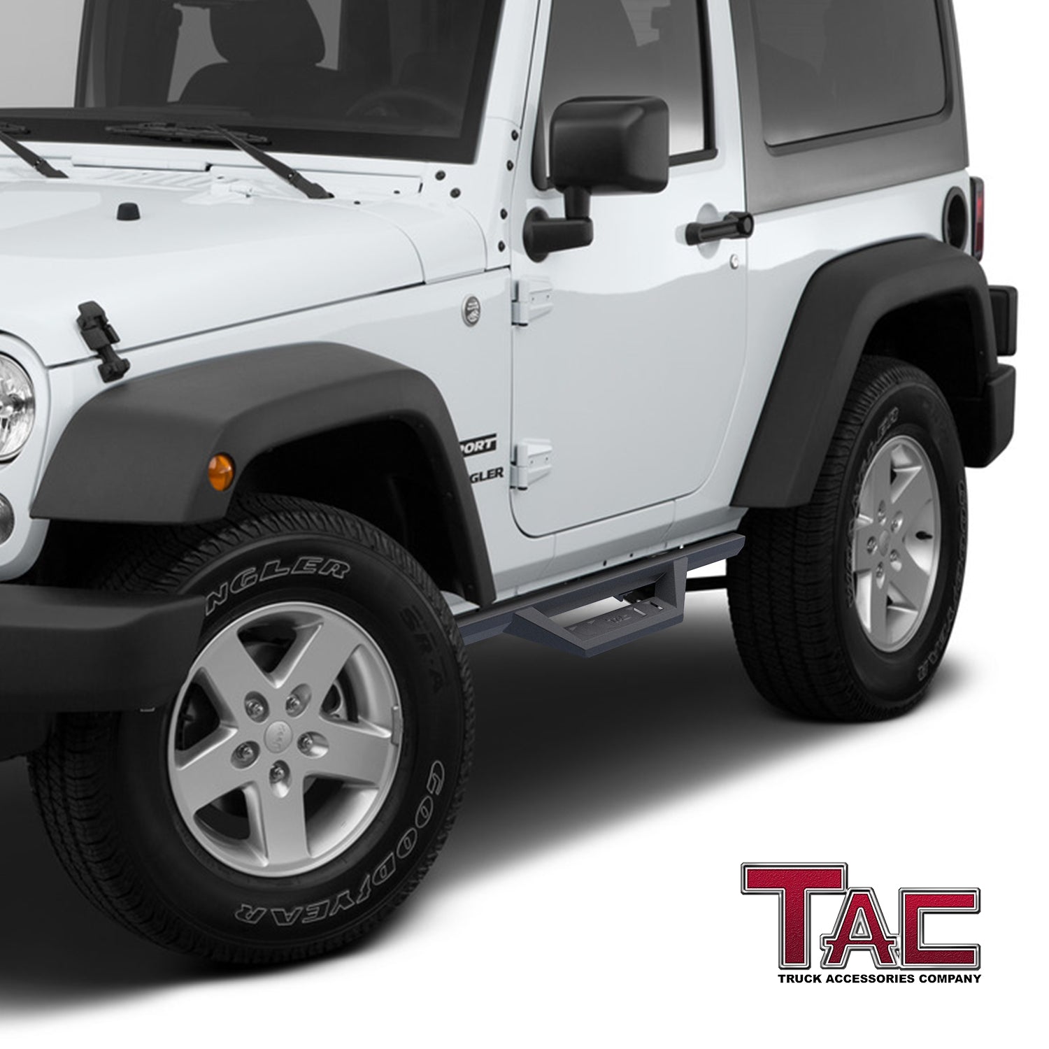 TAC Sidewinder Running Boards Fit 2007-2018 Jeep Wrangler JK 2 Door 4" Drop Side Steps Nerf Bars Rock Slider SUV Fine Texture Black Off-Road Accessories (2pcs)