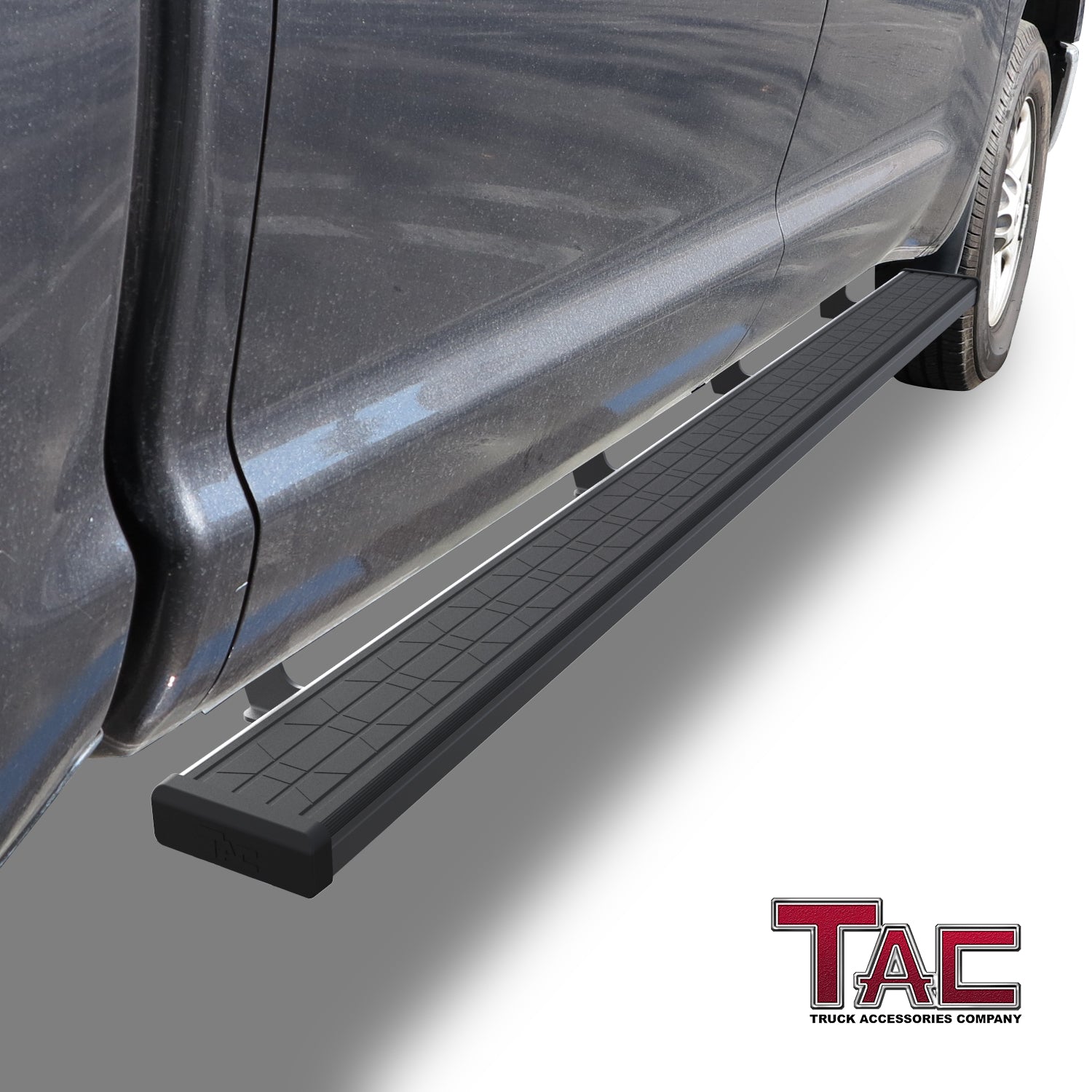 TAC Spear Running Boards Compatible with 2007-2021 Toyota Tundra CrewMax 6" Side Step Rail Nerf Bar Truck Accessories Aluminum Texture Black Width Body and Soft top Lightweight 2Pcs - 0