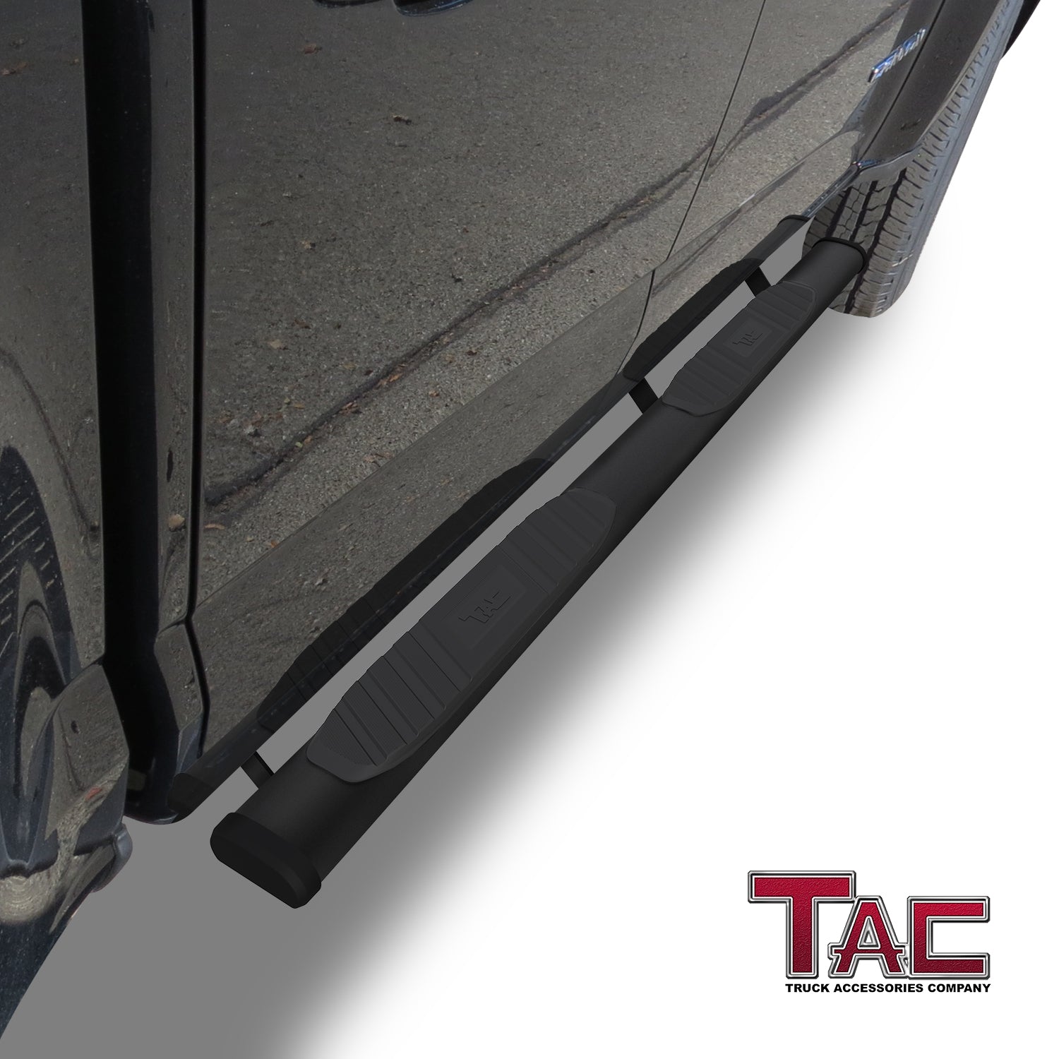 TAC Arrow Side Steps Running Boards Compatible with 2015-2024 Chevy Colorado/GMC Canyon Crew Cab Truck Pickup 5” Aluminum Texture Black Step Rails Nerf Bars Lightweight Off Road Accessories 2Pcs - 0