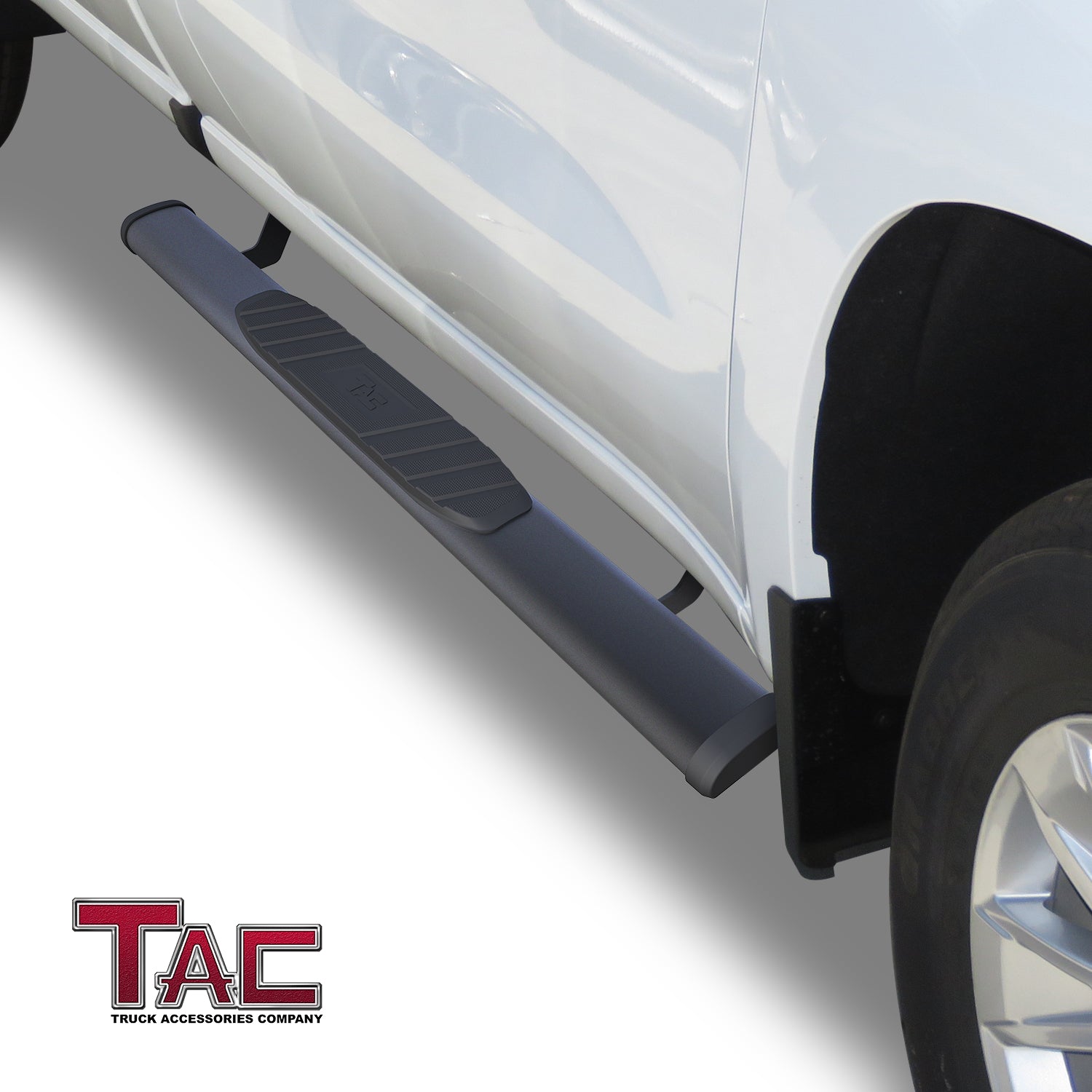 TAC Arrow Side Steps Running Boards Compatible with 2019-2024 Chevy Silverado/GMC Sierra 1500 | 2020-2024 2500/3500 Heavy Duty Regular Cab Truck Pickup 5” Aluminum Texture Black Step Rails Nerf Bars - 0