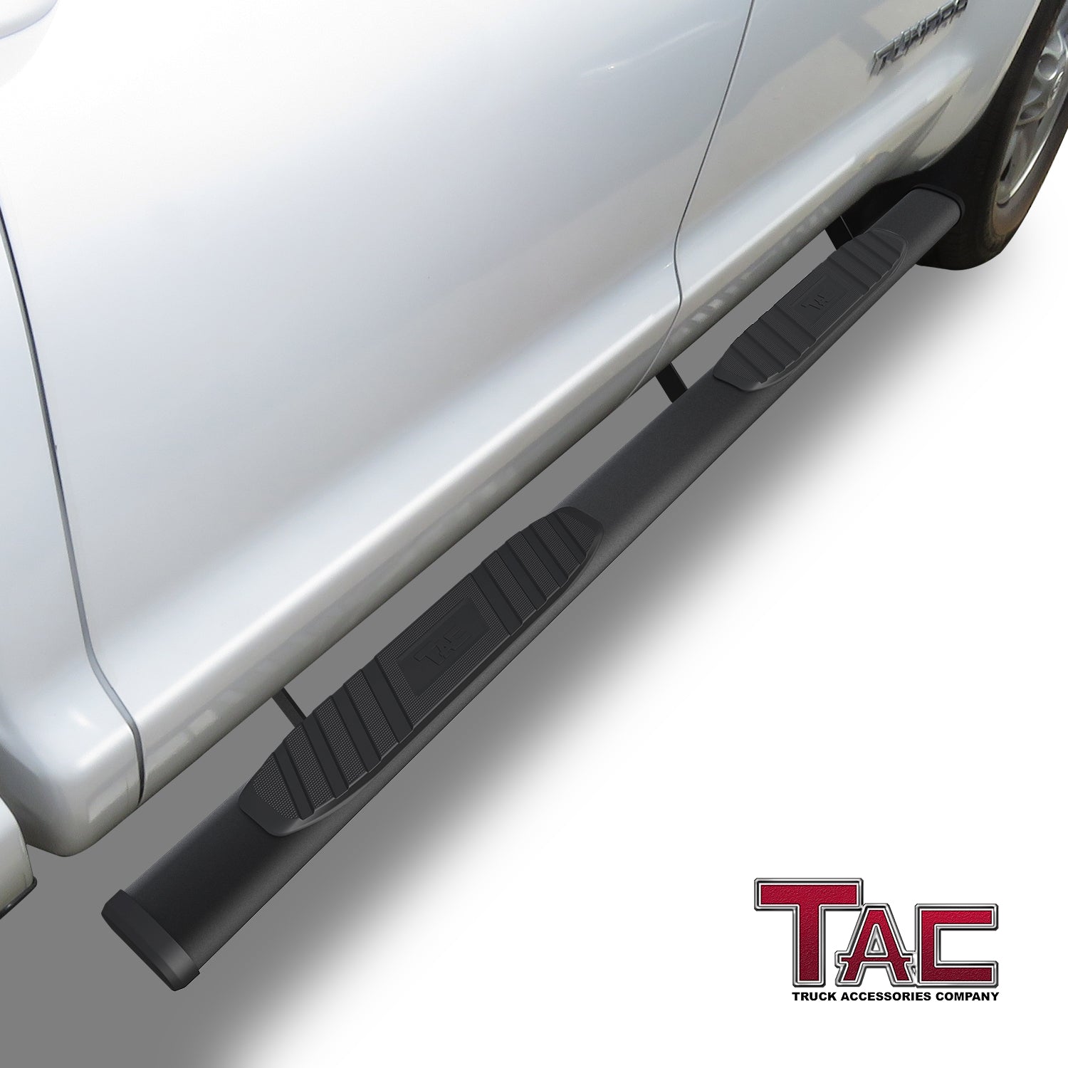TAC Arrow Side Steps Running Boards Compatible with 2007-2021 Toyota Tundra Double Cab Truck Pickup 5” Aluminum Texture Black Step Rails Nerf Bars Lightweight Off Road Accessories 2Pcs - 0