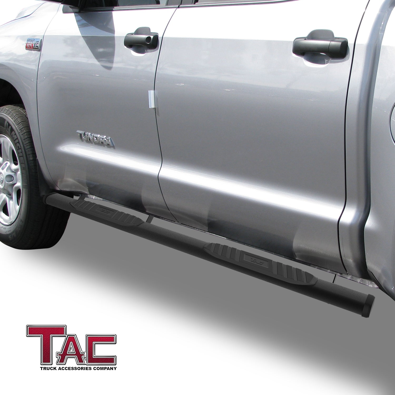TAC Arrow Side Steps Running Boards Compatible with 2007-2021 Toyota Tundra CrewMax Truck Pickup 5” Aluminum Texture Black Step Rails Nerf Bars Lightweight Off Road Accessories 2Pcs - 0