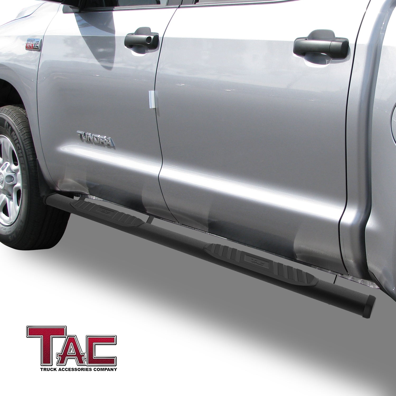 TAC Arrow Side Steps Running Boards Compatible with 2007-2021 Toyota Tundra CrewMax Truck Pickup 5¡ì Aluminum Texture Black Step Rails Nerf Bars Lightweight Off Road Accessories 2Pcs - 0