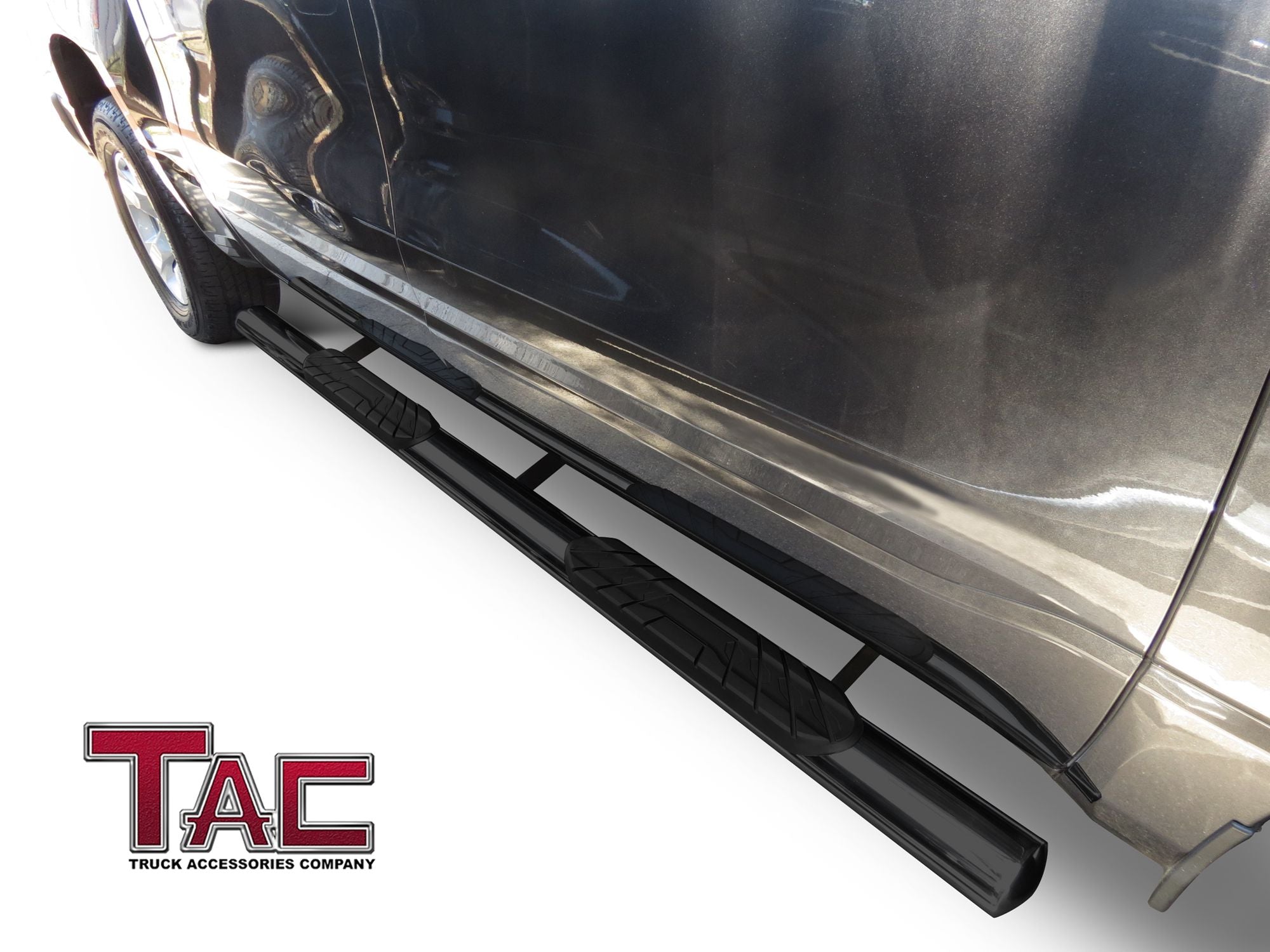 TAC Gloss Black 4" Side Steps for Chevy Silverado/GMC Sierra 1999-2013 1500/2500LD / 2001-2014 2500HD/3500 Extened Cab Truck | Running Boards | Nerf Bar | Side Bar - 0