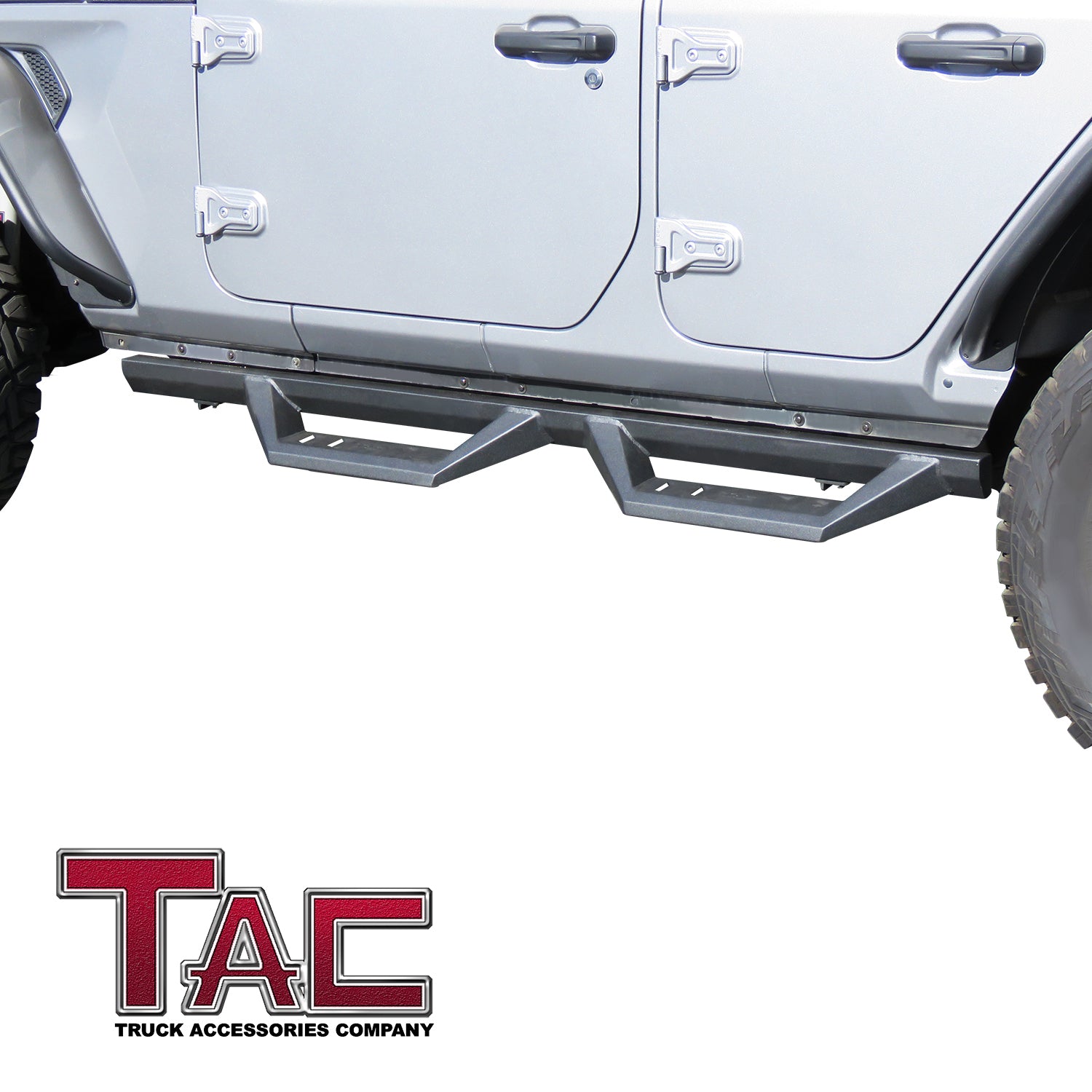 TAC Sidewinder Running Boards Fit 2018-2024 Jeep Wrangler JL 4 Door SUV 4” Drop Fine Texture Black Side Steps Nerf Bars Rock Slider Armor Off-Road Accessories (2pcs) - 0