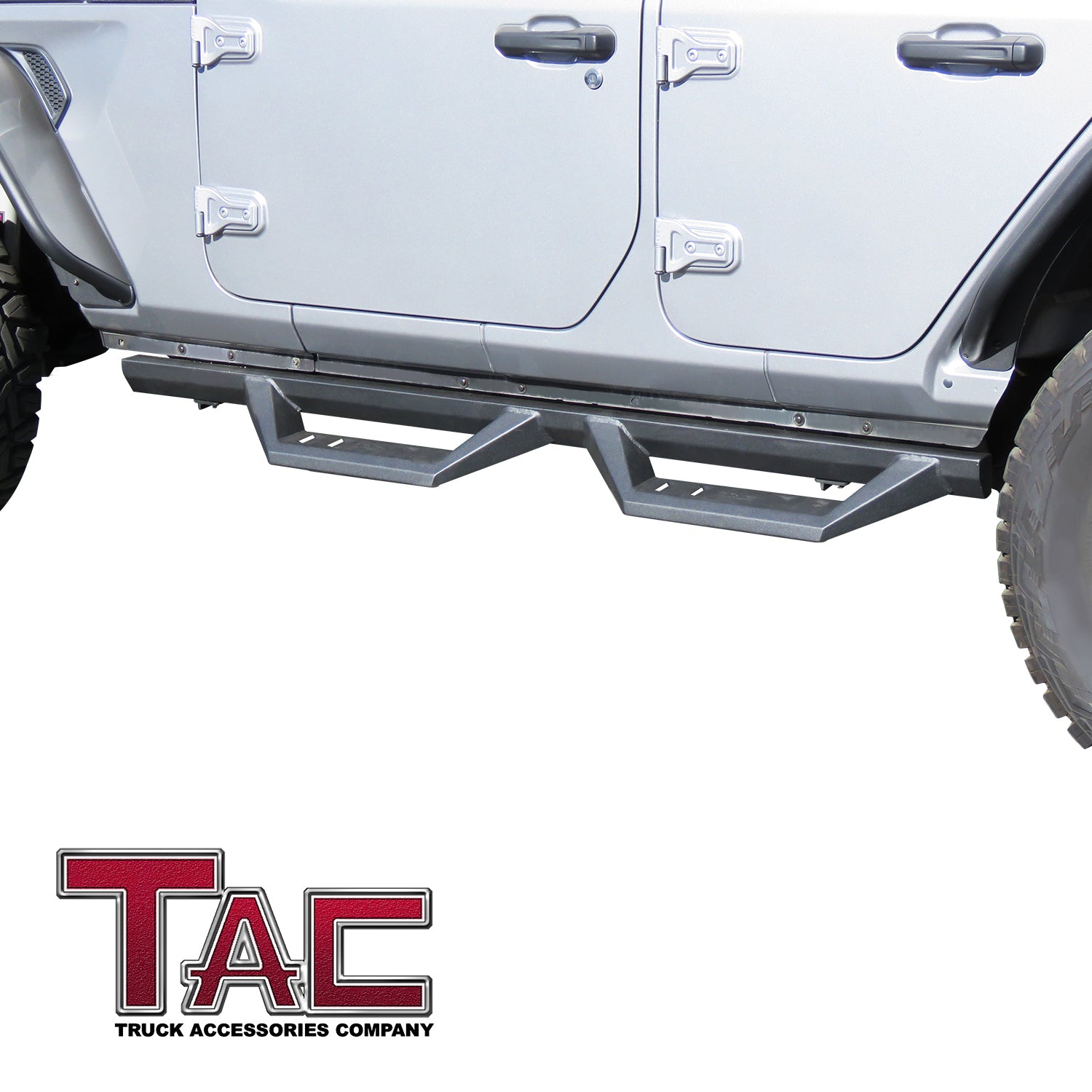 TAC Sidewinder Running Boards Fit 2018-2025 Jeep Wrangler JL 4 Door | 2021-2025 Wrangler JL 4xe SUV 4" Drop Fine Texture Black Side Steps Nerf Bars Rock Slider Armor Off-Road Accessories (2pcs) - 0