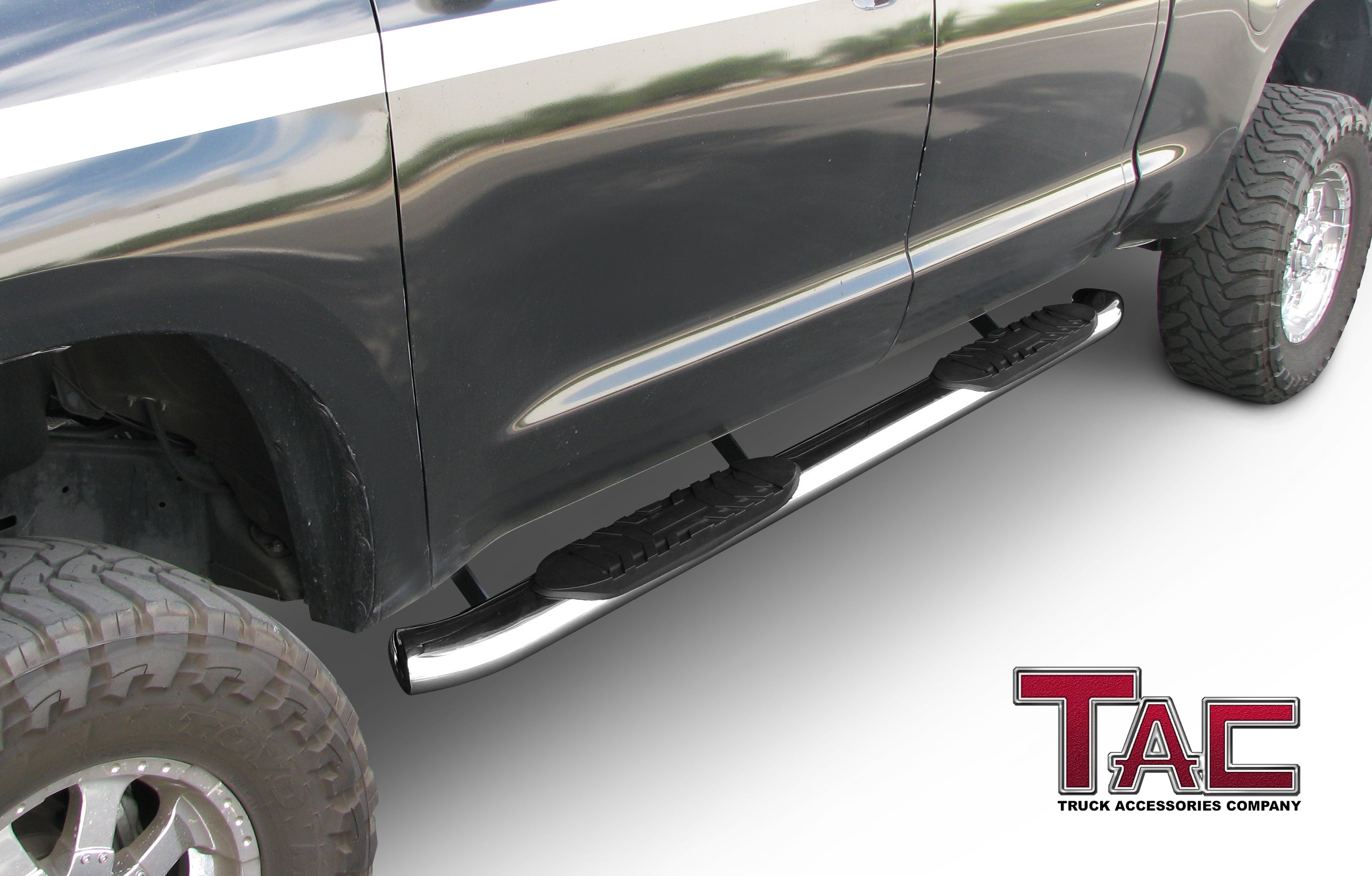 TAC Stainless Steel 5" Oval Straight Side Steps For 2007-2021 Toyota Tundra Double Cab | Running Boards | Nerf Bar | Side Bar - 0