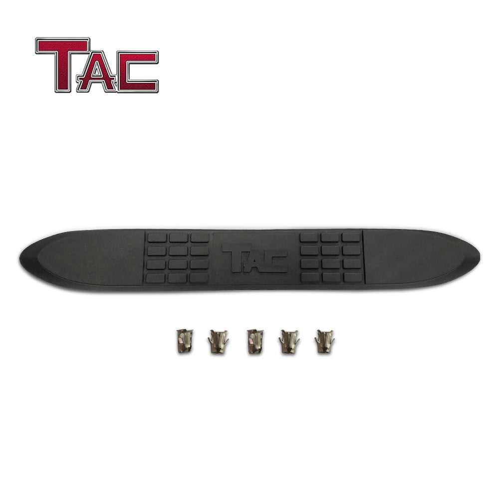 TAC Replacement Step Pad with TAC Logo for 3 Inch Round Tube Heavy Texture Black Side Steps Running Board Side Bar Nerf Bar 1 Step Pad with 5 Clips (Only Fit TAC Brand 3" Side Steps) - 0