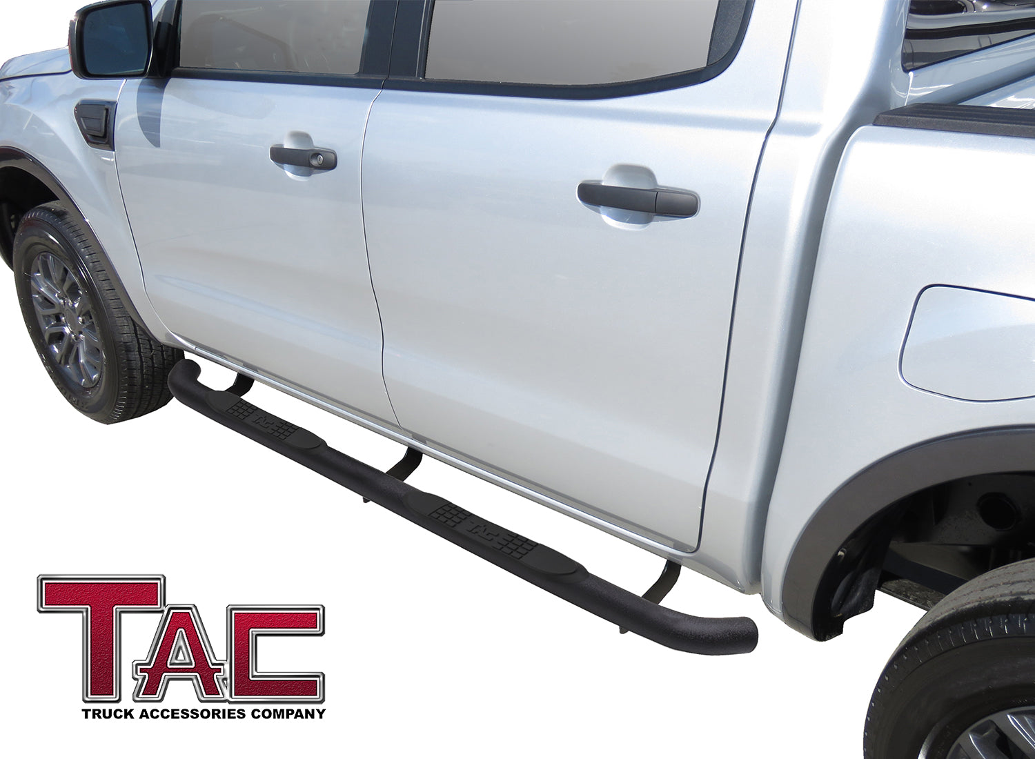 TAC Heavy Texture Black 3" Side Steps For 2019-2024 Ford Ranger SuperCrew Cab Truck | Running Boards | Nerf Bars | Side Bars - 0