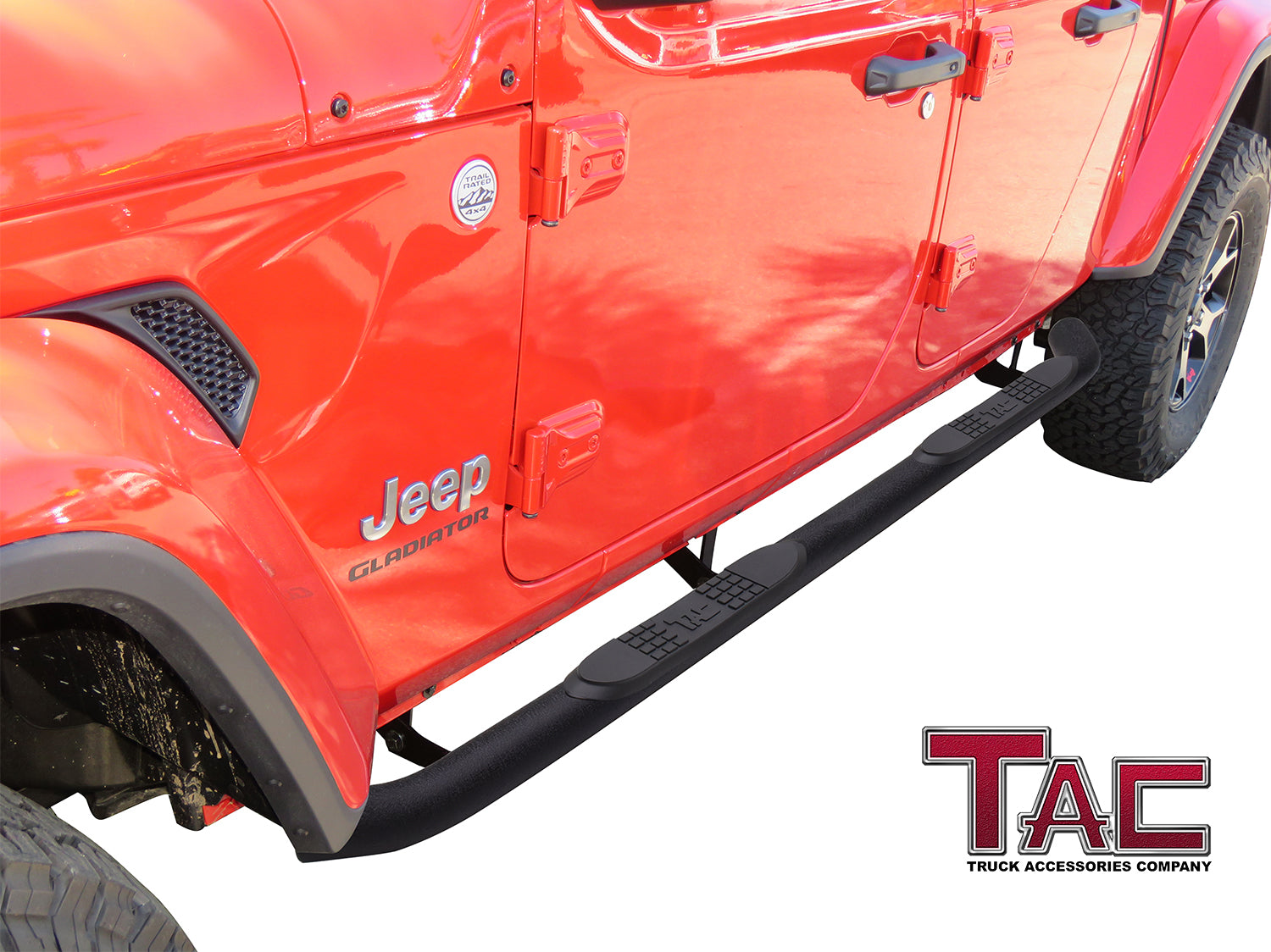 TAC Heavy Texture Black 3" Side Steps For 2020-2024 Jeep Gladiator 4 Door Truck | Running Boards | Nerf Bar | Side Bar - 0