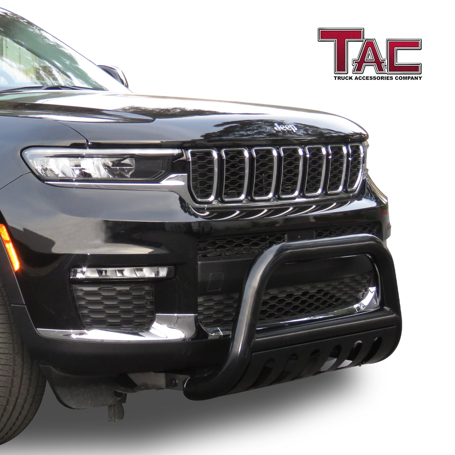 TAC Bull Bar Compatible with 2021-2024 Jeep Grand Cherokee L / 2022-2024 Grand Cherokee / 2022-2024 Grand Cherokee 4xe SUV 3" Black Front Bumper Grille Guard Brush Guard Rock Armor Front Protection Accessories