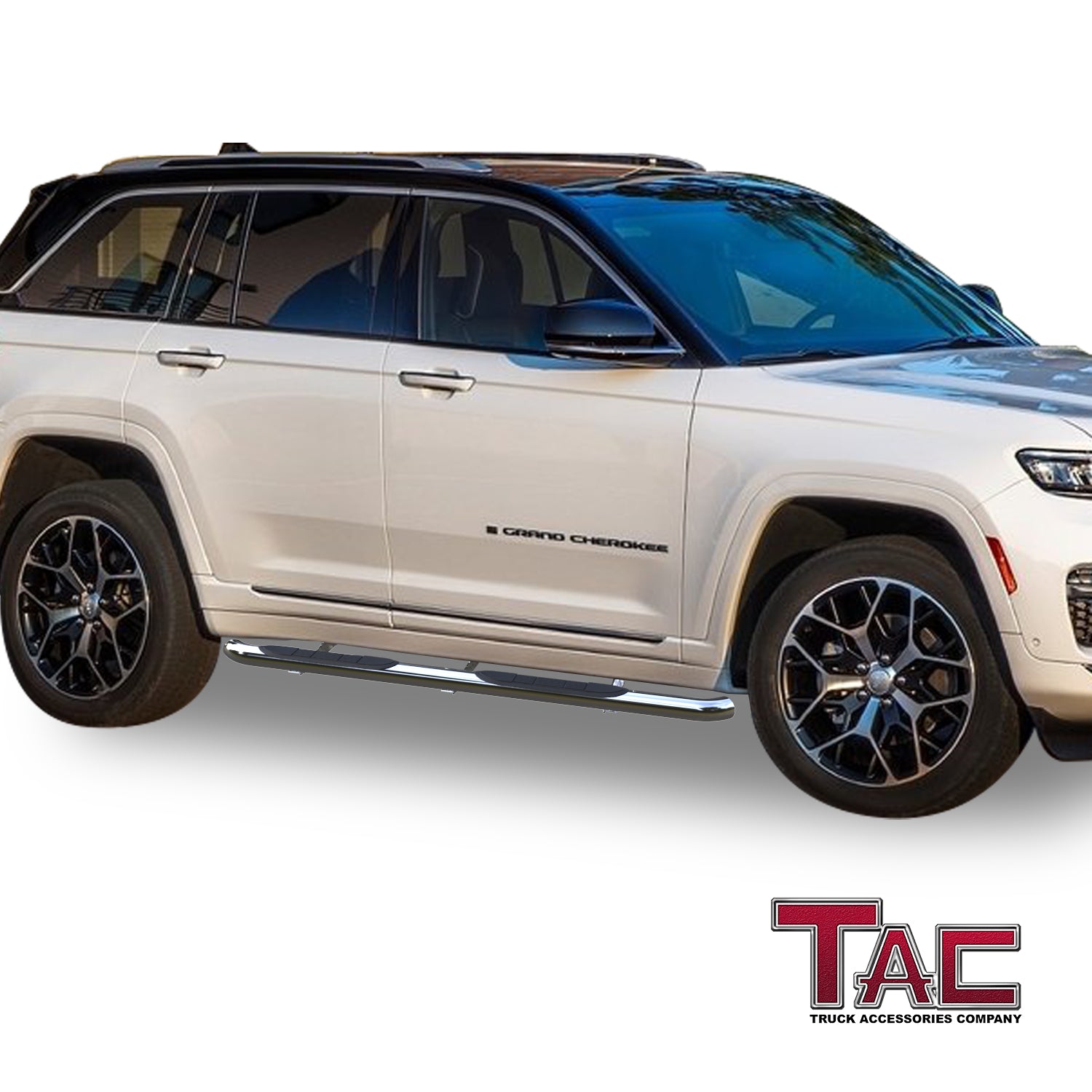 TAC Side Steps Running Boards Compatible with 2022-2024 Jeep Grand Cherokee (Exclude 2021-2024 Grand Cherokee L / 2022-2024 4xe Models) SUV 3" Stainless Steel Side Bars Step Rails Nerf Bars Off Road Accessories 2 pcs - 0