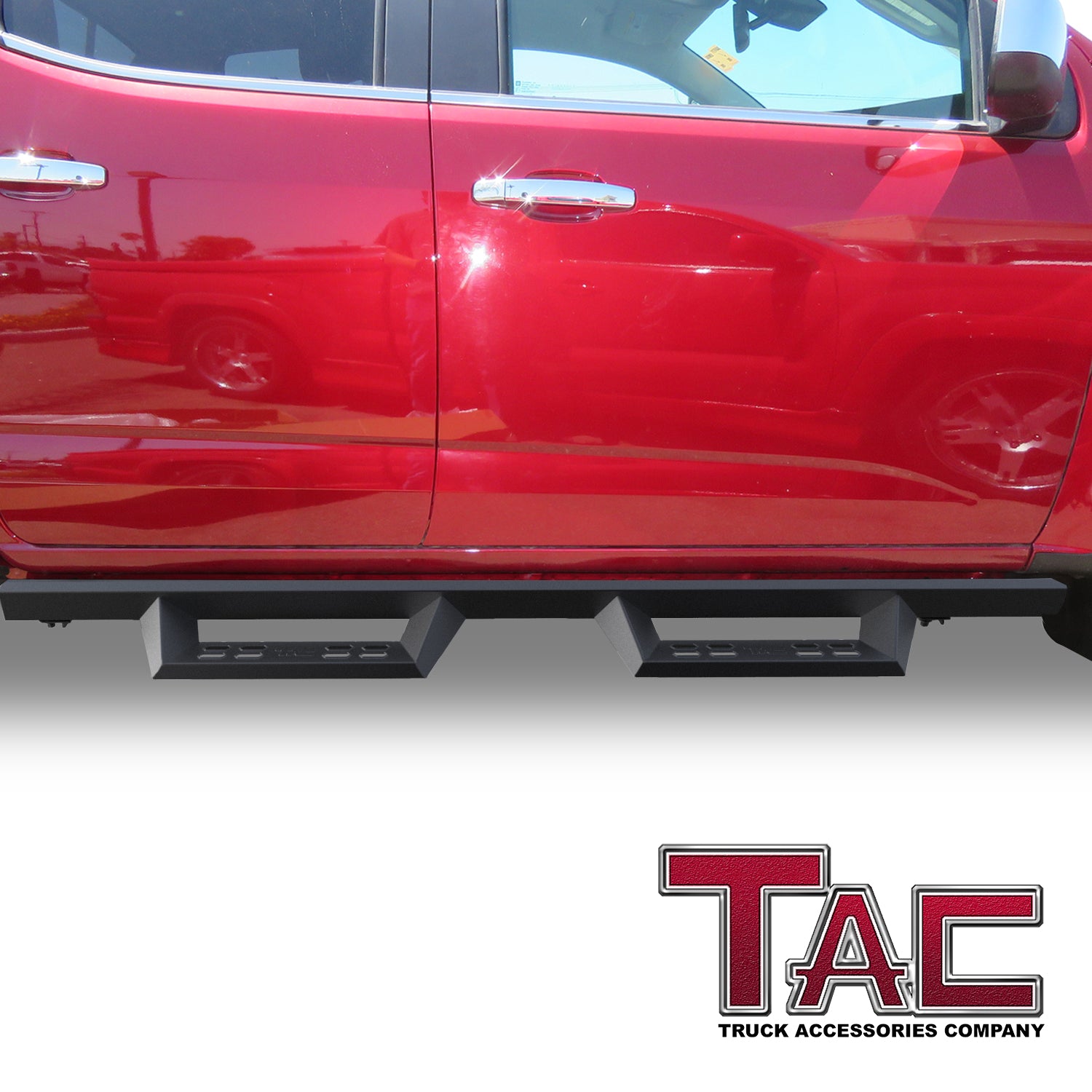 TAC Sniper Running Boards Compatible with 2015-2024 Chevy Colorado/GMC Canyon Crew Cab Truck Pickup 4" Drop Fine Texture Black Side Steps Nerf Bars Rock Slider Armor Off-Road Accessories (2pcs) - 0