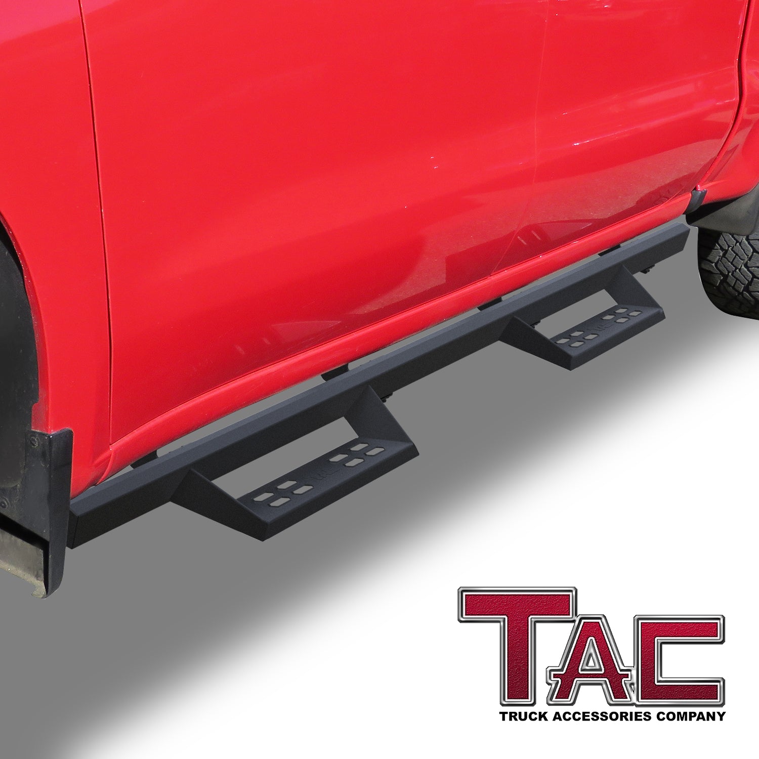 TAC Sniper Running Boards Compatible with 2019-2024 Chevy Silverado/GMC Sierra 1500 | 2020-2024 2500/3500 Crew Cab Truck Pickup 4" Drop Fine Texture Black Side Steps Nerf Bars Accessories (2pcs)