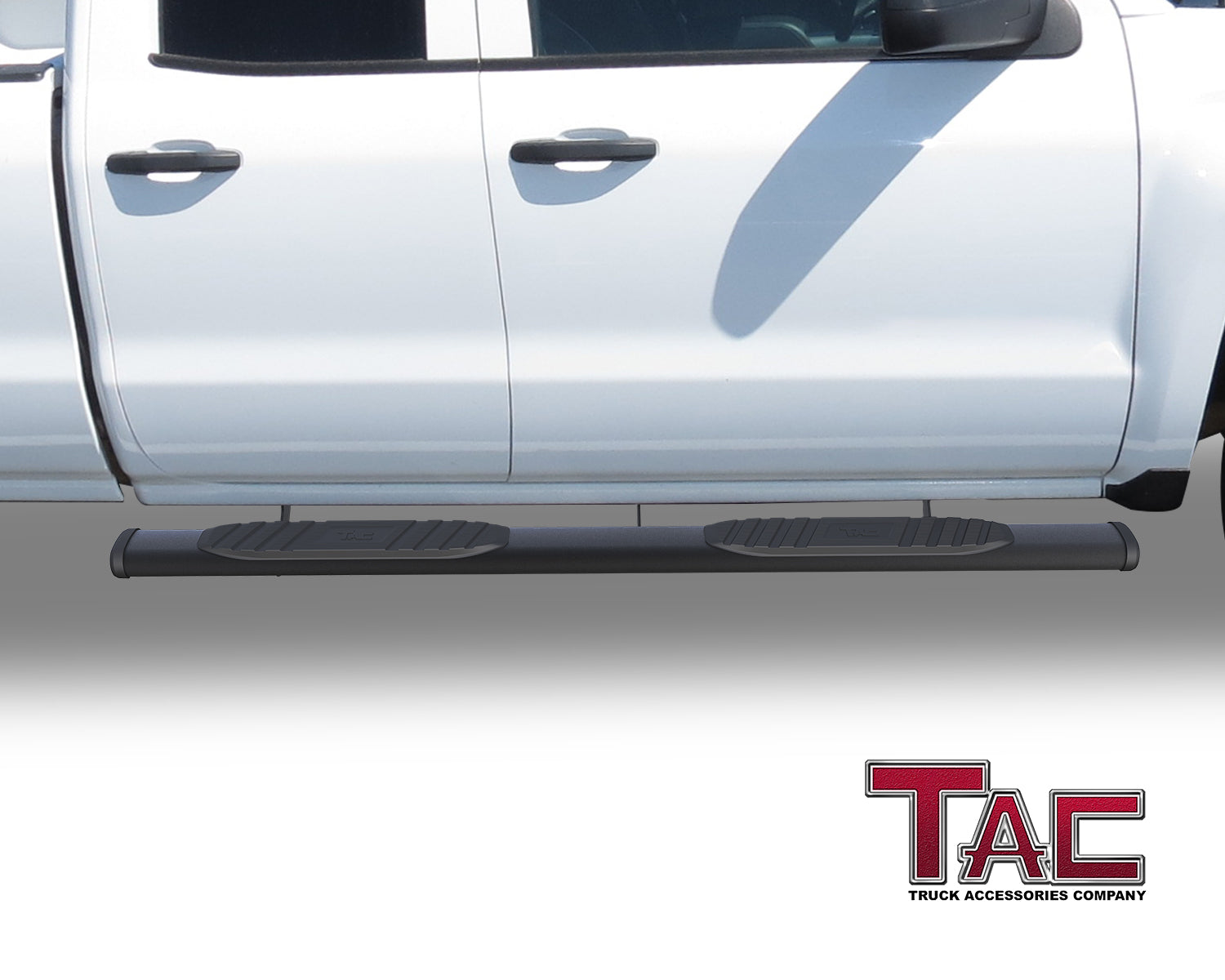 TAC Arrow Side Steps Running Boards Compatible with 2007-2018 Chevy Silverado/GMC Sierra 1500 | 2007-2019 2500/3500 Extended/Double Cab Truck Pickup 5" Aluminum Texture Black Step Rails Nerf Bars