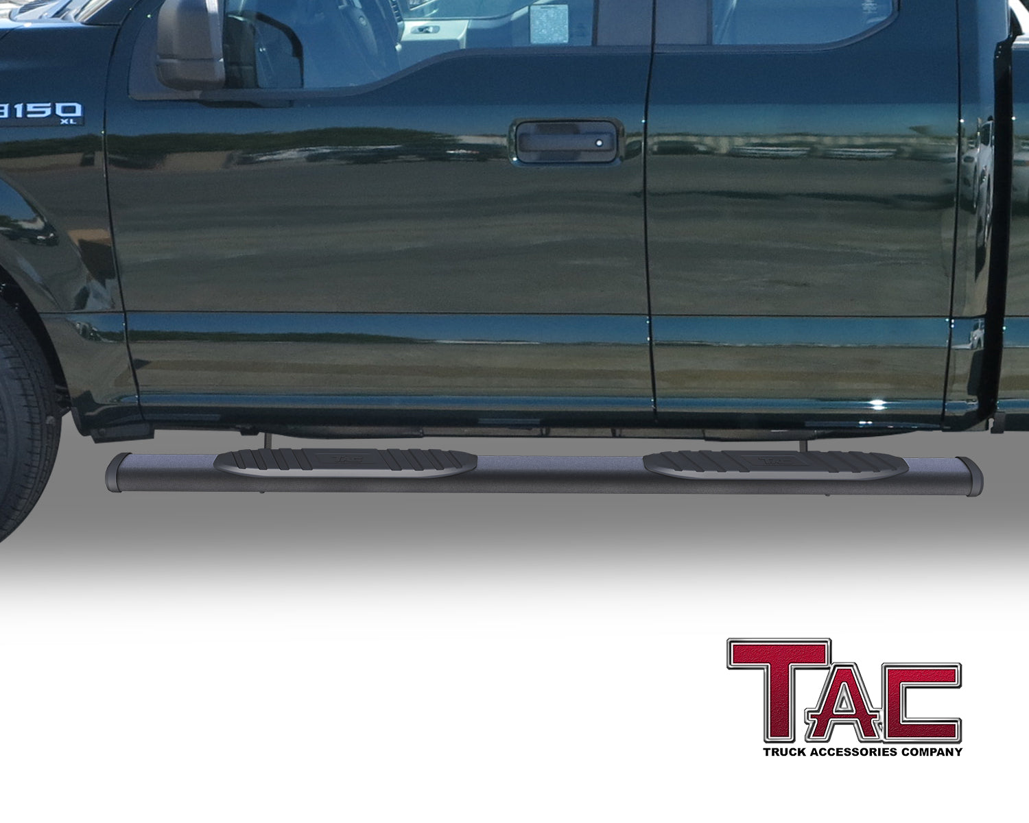 TAC Arrow Side Steps Running Boards Compatible with 2015-2024 Ford F150 Super Cab / 2017-2024 F250/350/450/550 Super Duty Super Cab Truck Pickup 5" Aluminum Nerf Bars