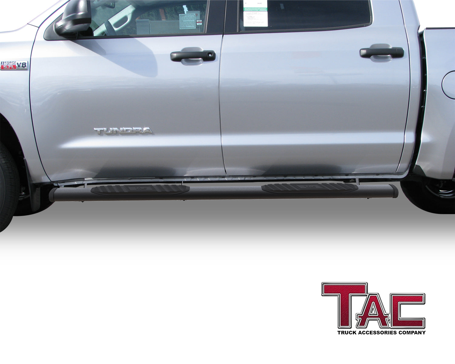 TAC Arrow Side Steps Running Boards Compatible with 2007-2021 Toyota Tundra CrewMax Truck Pickup 5" Aluminum Texture Black Step Rails Nerf Bars Lightweight Off Road Accessories 2Pcs