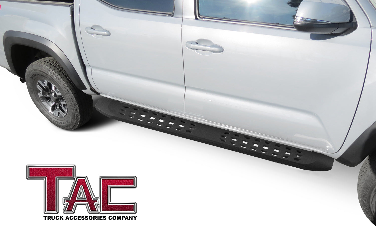 TAC Fine Texture Frigate Running Boards for 2005-2023 Toyota Tacoma Double Cab Truck | Side Steps | Nerf Bars | Side Bars - 0