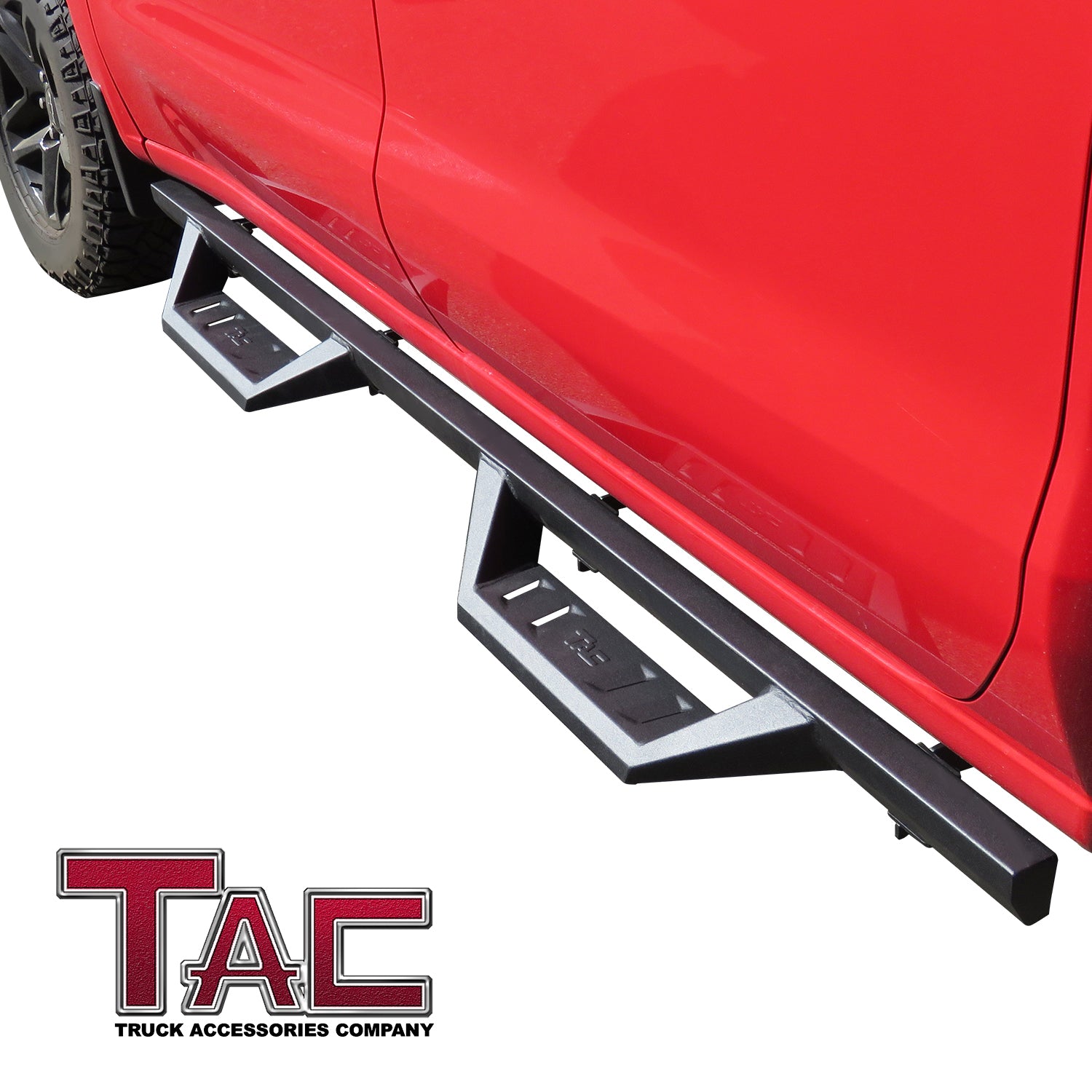 TAC Sidewinder Running Boards Fit 2019-2024 Chevy Silverado/GMC Sierra 1500 | 2020-2024 2500/3500 Crew Cab Truck 4” Drop Fine Texture Black Side Steps Nerf Bars Rock Slider Armor Accessories (2pcs)